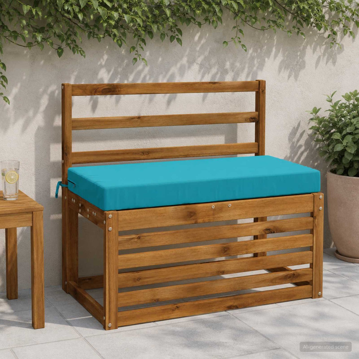 Bench Cushion SOEST 100% Polyester Turquoise 80 x 40 x 8 cm