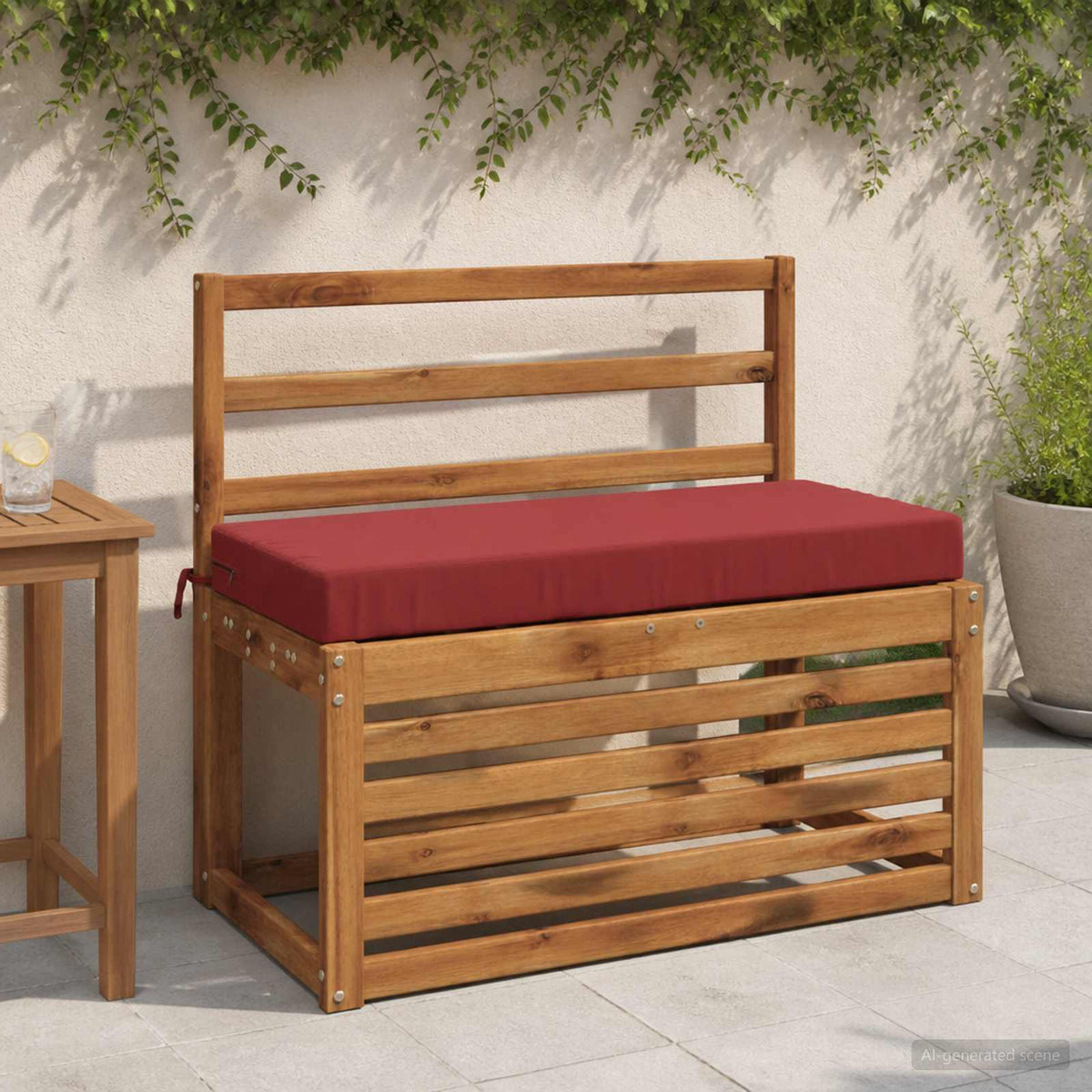 Bench Cushion SOEST 100% Polyester Wine Red 60 x 40 x 8 cm
