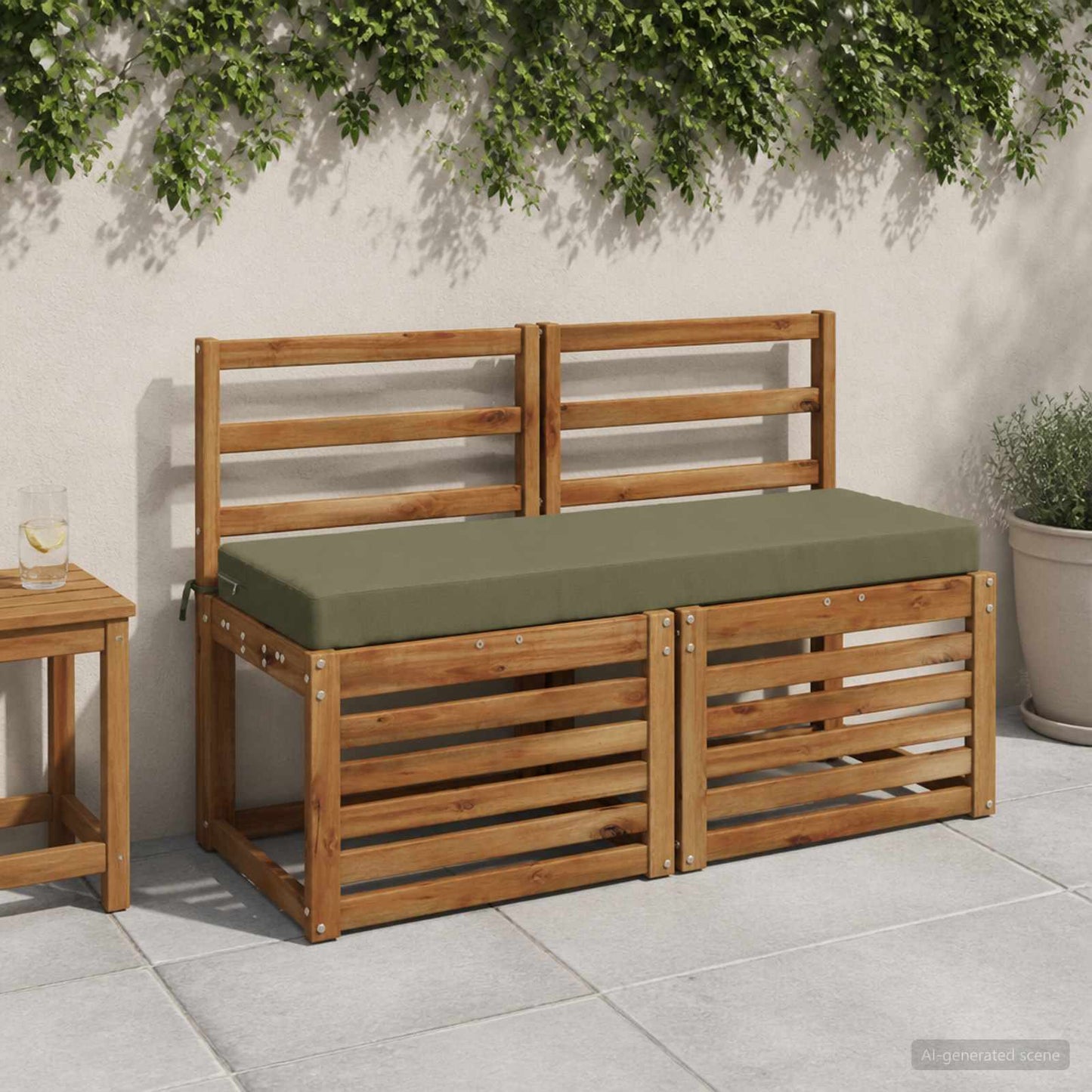 Bench Cushion SOEST 100% Polyester Olive Green 110 x 40 x 8 cm