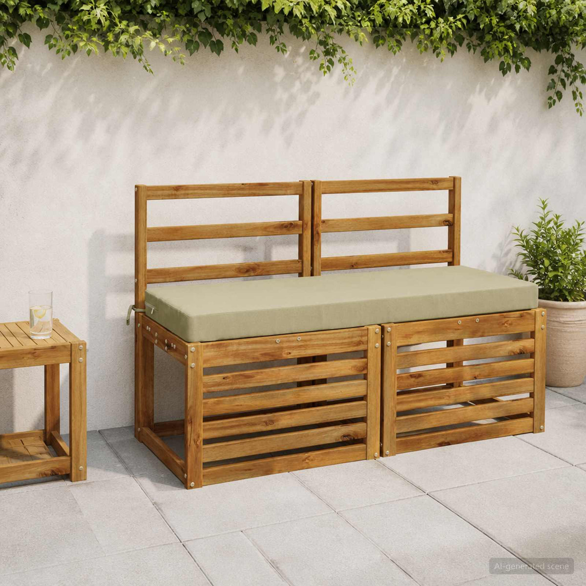 Bench Cushion SOEST 100% Polyester Light Green 100 x 40 x 8 cm