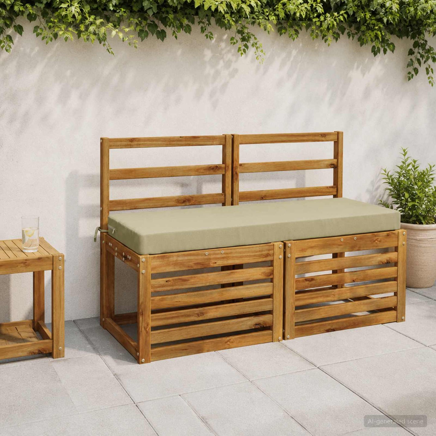 2-Piece Bench Cushions SOEST 2 pcs 100% Polyester Light Green