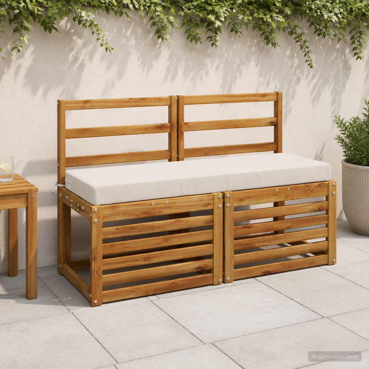 Bench Cushion SOEST 100% Polyester White 110 x 40 x 8 cm