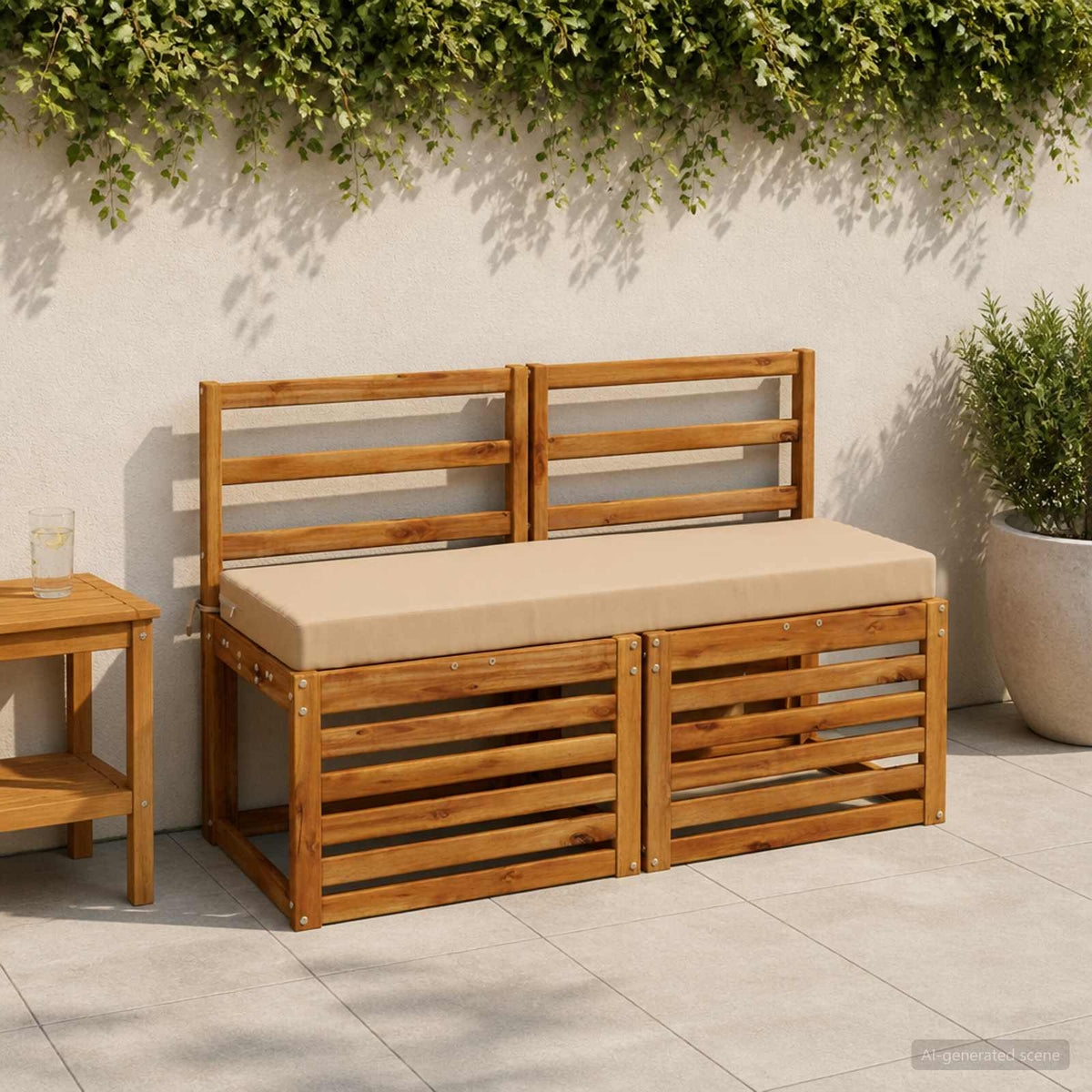 Bench Cushion SOEST 100% Polyester Sand 100 x 40 x 8 cm