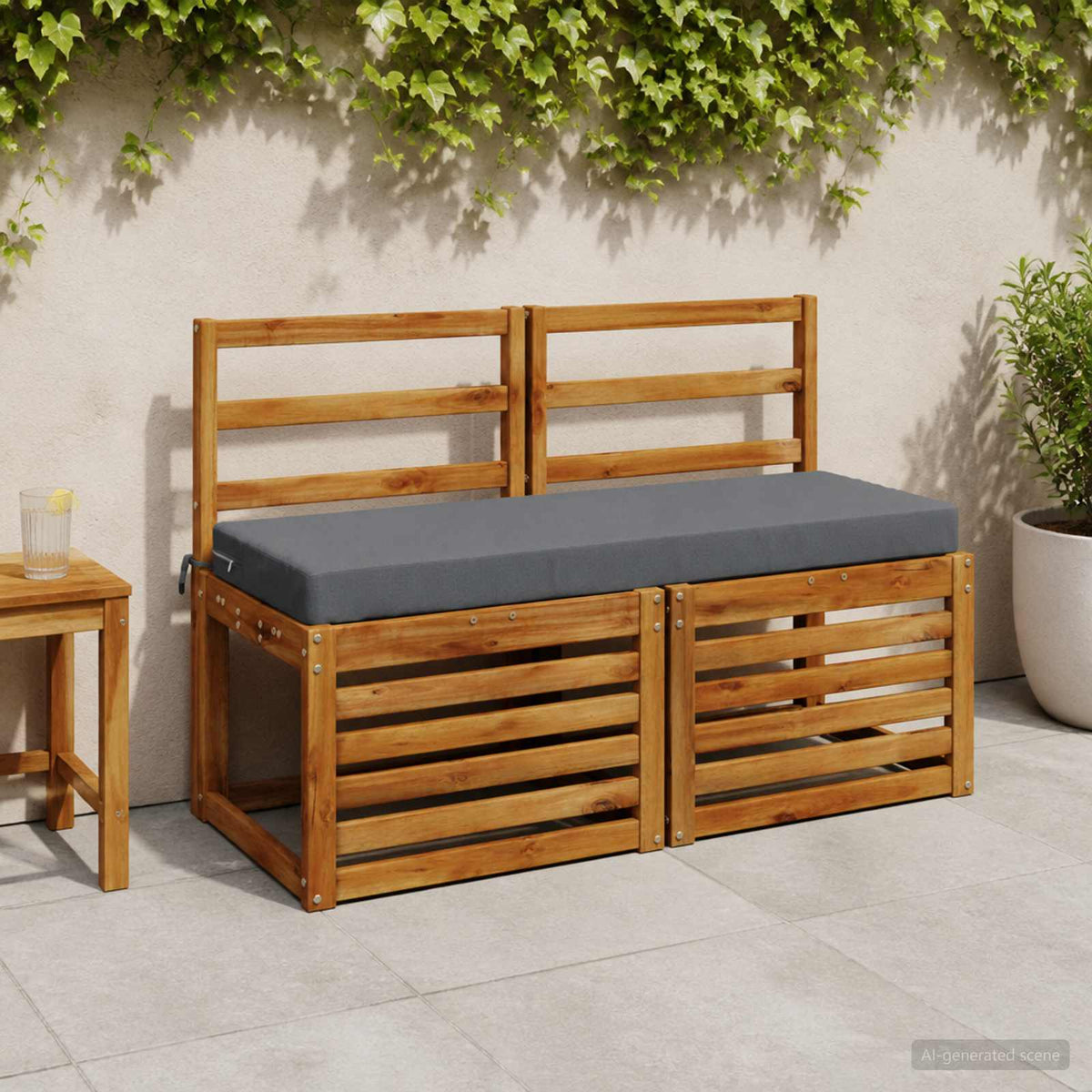 Bench Cushion SOEST 100% Polyester Blue 120 x 40 x 8 cm