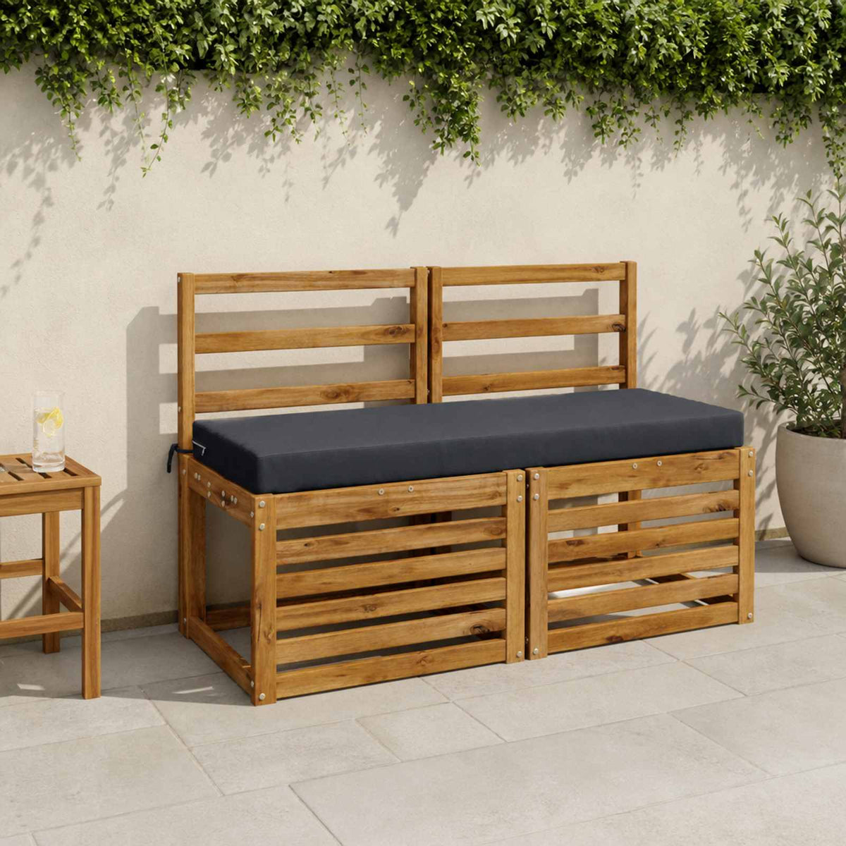 Bench Cushion SOEST 100% Polyester Dark Blue 100 x 40 x 8 cm