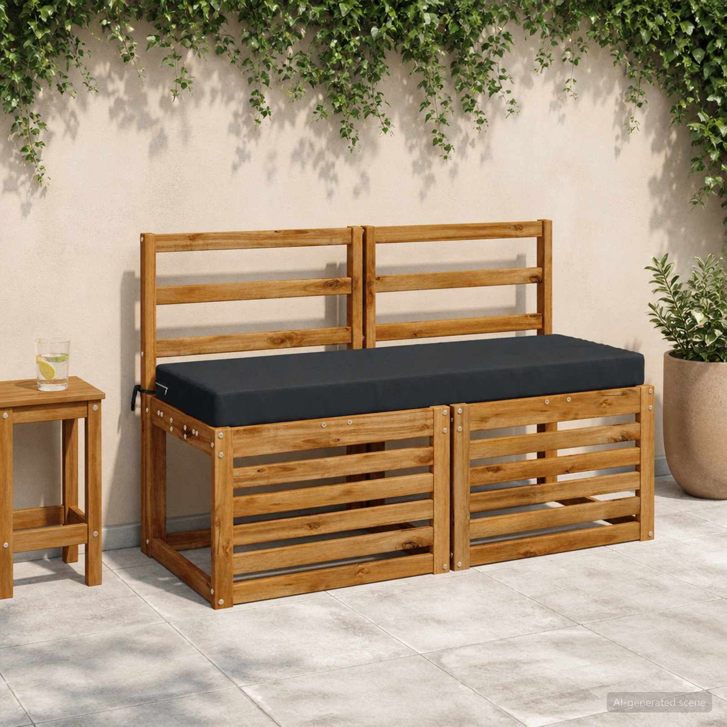 Bench Cushion SOEST 100% Polyester Dark Blue 120 x 40 x 8 cm