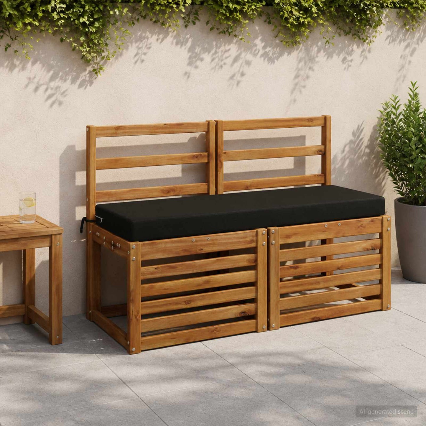 Bench Cushion SOEST 100% Polyester Black 110 x 40 x 8 cm