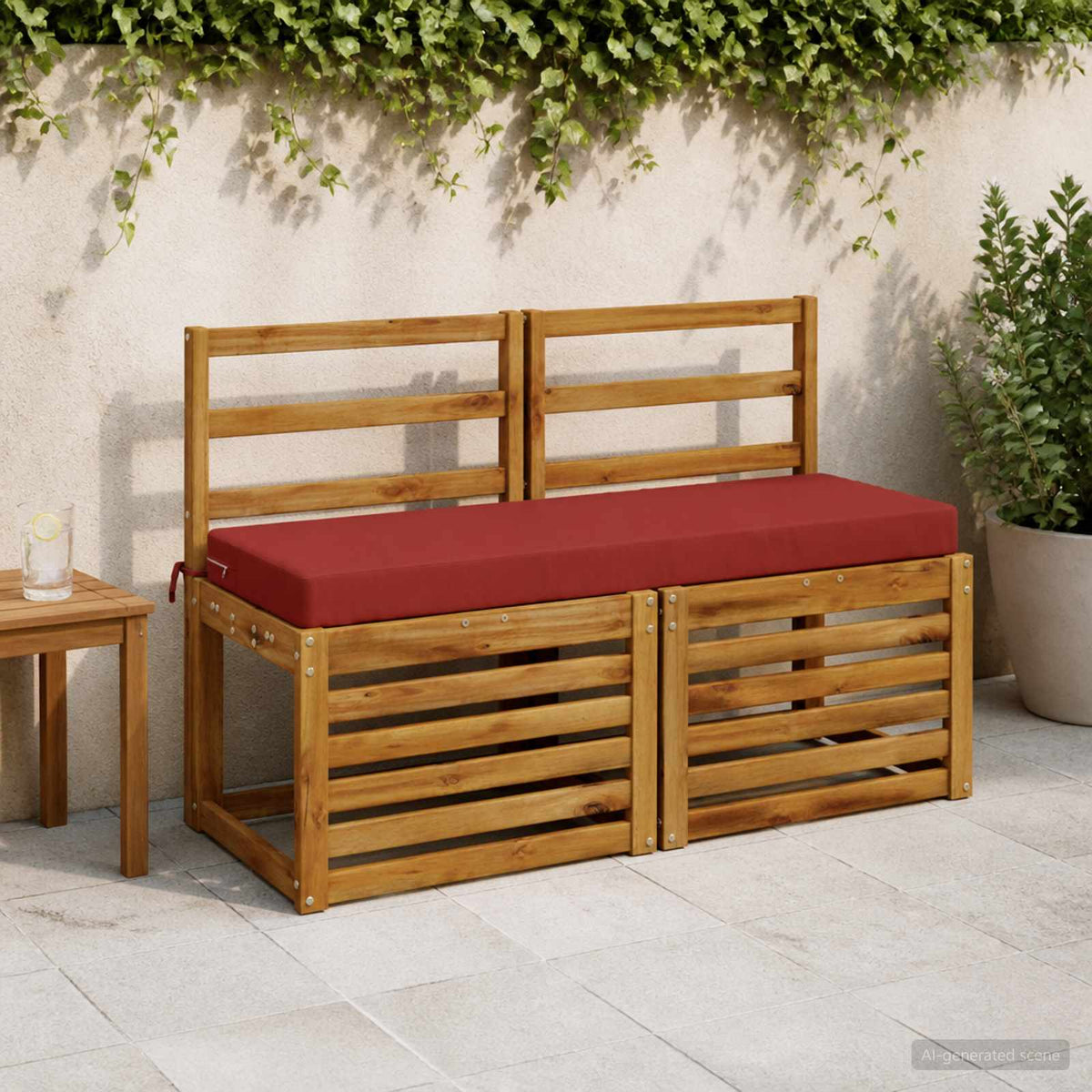 Bench Cushions SOEST 2 pcs 100% Polyester Red 110 x 40 x 8 cm