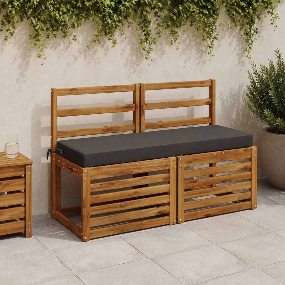 2-Piece Bench Cushions SOEST 2 pcs 100% Polyester Anthracite