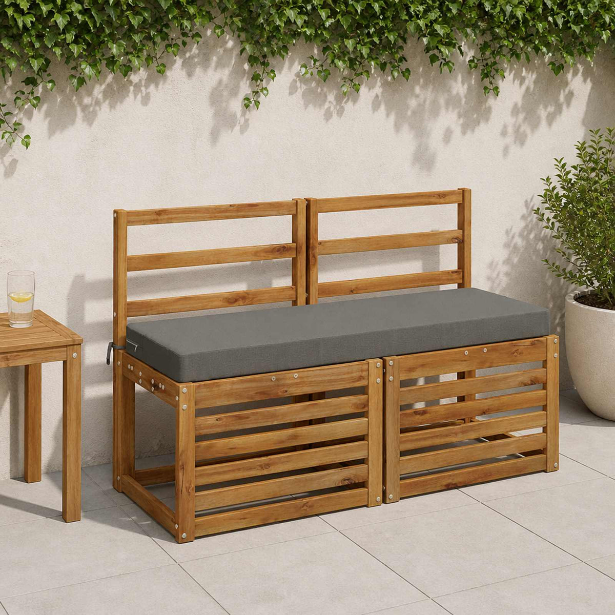 Bench Cushion SOEST 100% Polyester Grey 110 x 40 x 8 cm