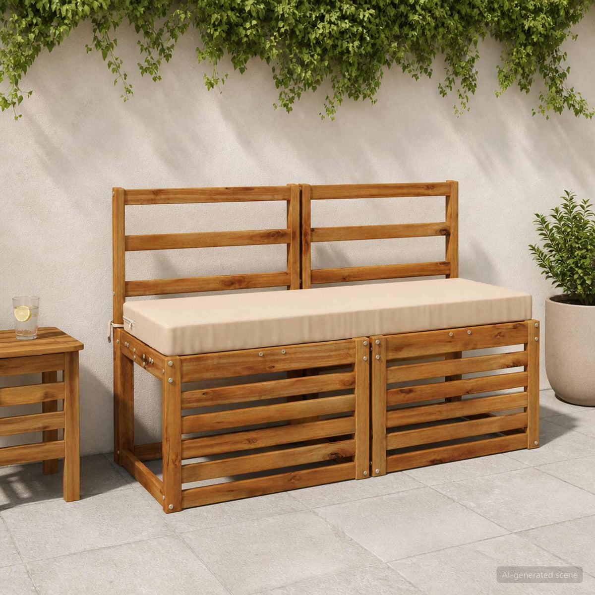 Bench Cushion SOEST 100% Polyester Cream 100 x 40 x 8 cm