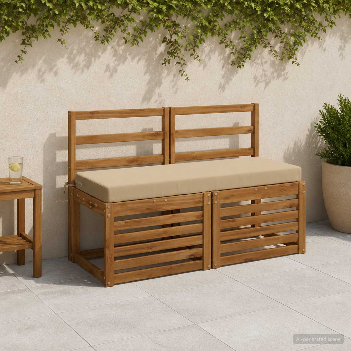 Bench Cushion SOEST 100% Polyester Beige 110 x 40 x 8 cm
