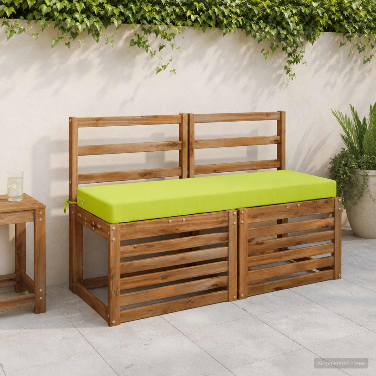 Bench Cushions SOEST 2 pcs 100% Polyester Bright Green