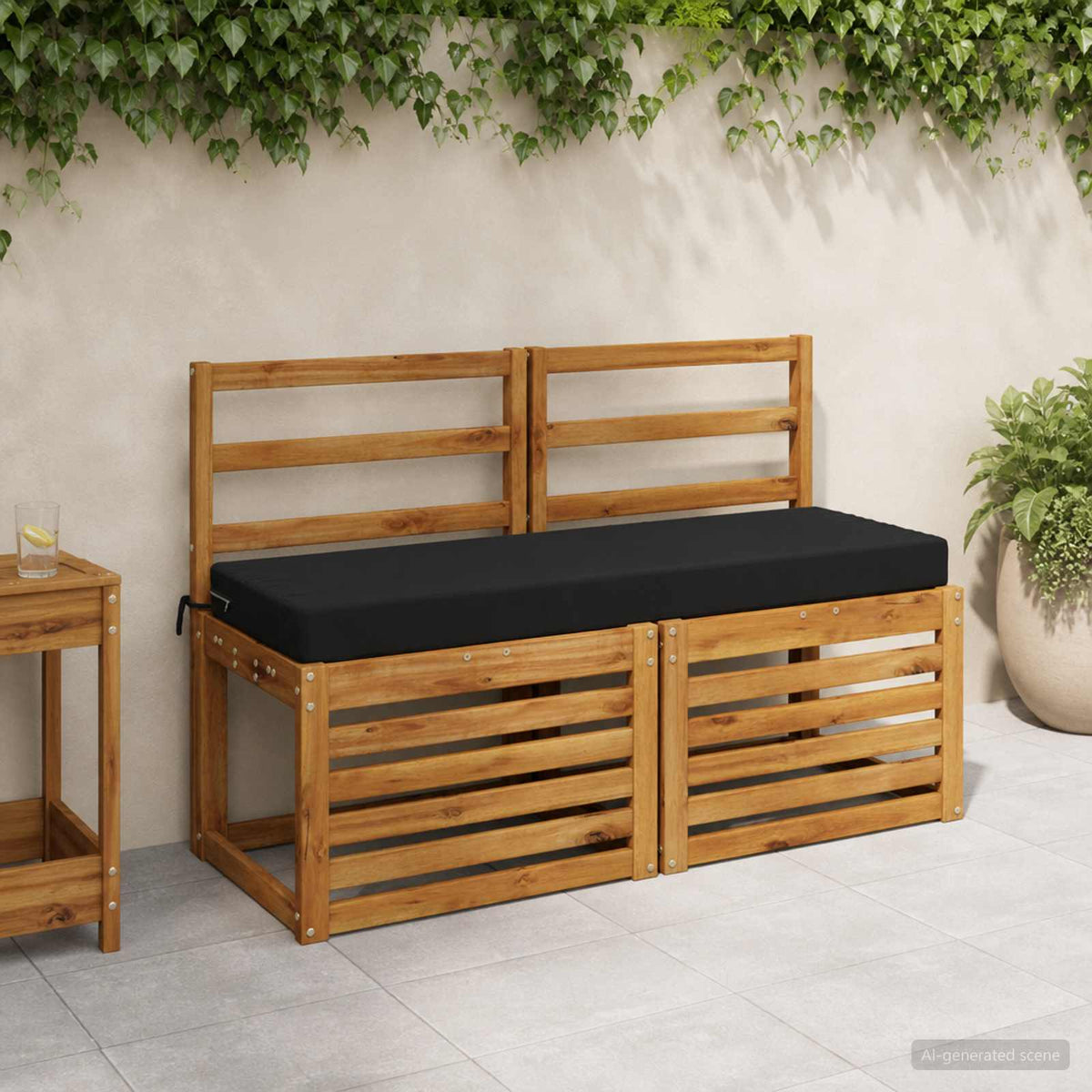 2-Piece Bench Cushions SOEST 2 pcs 100% Polyester Black