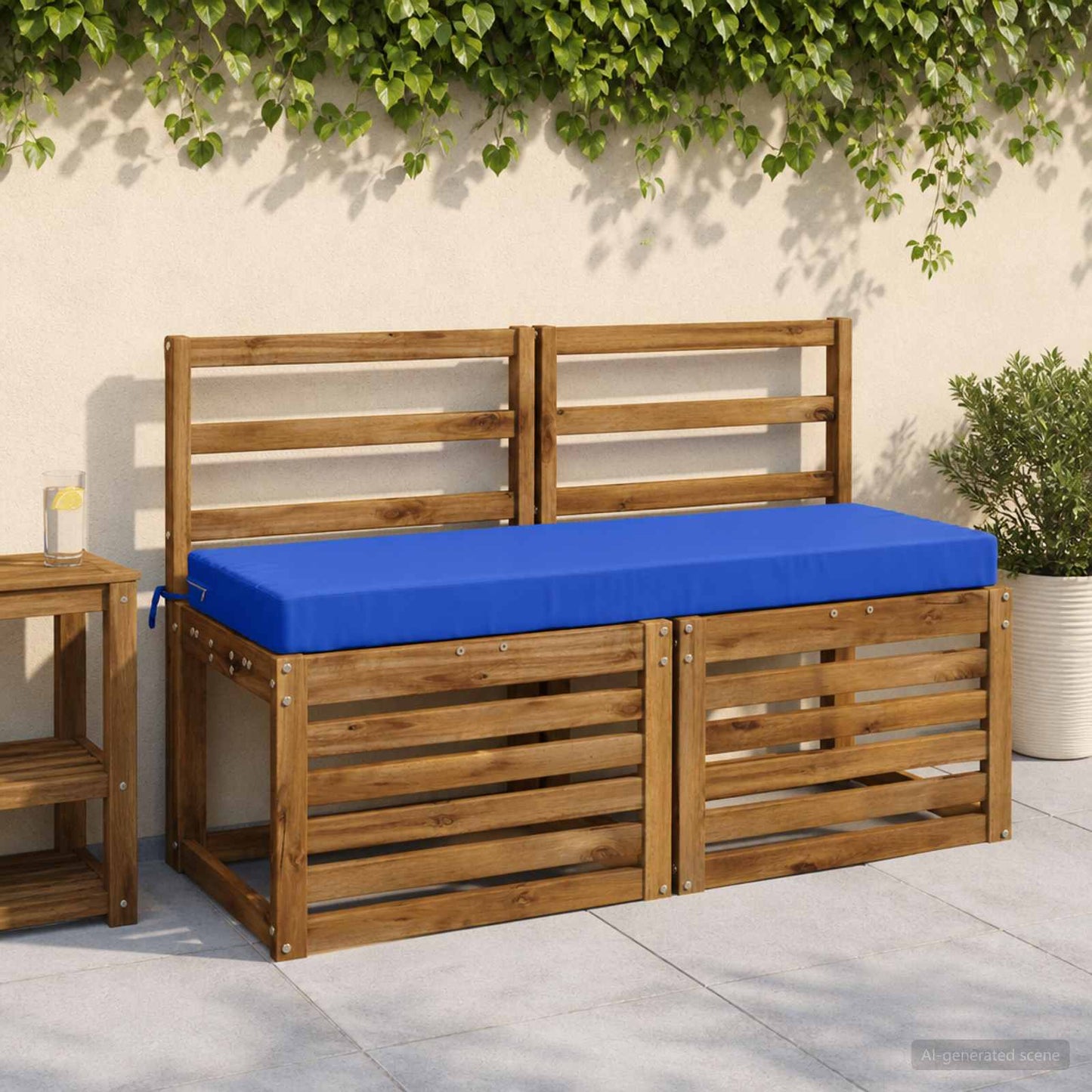 Bench Cushion SOEST 100% Polyester Royal Blue 100 x 40 x 8 cm
