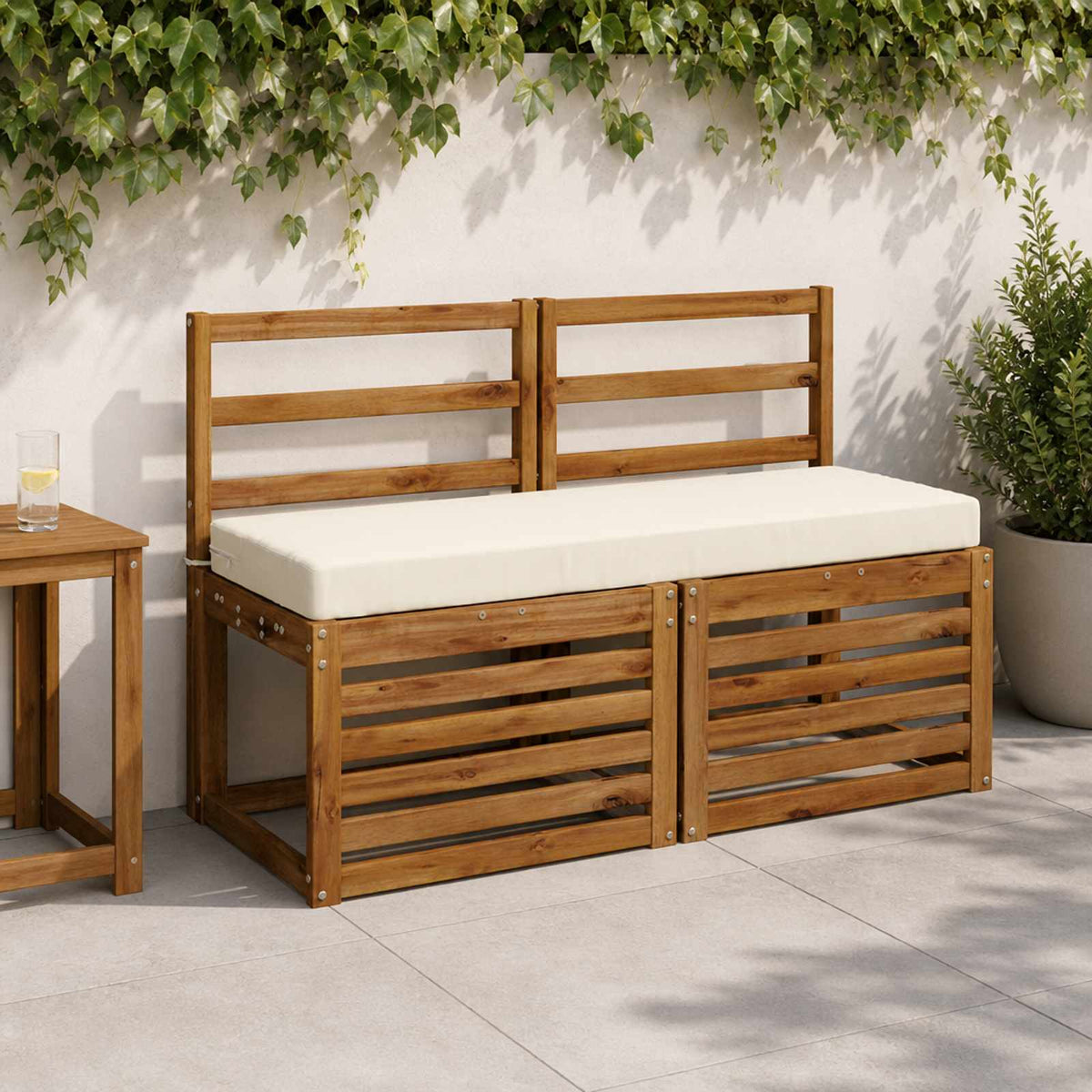 Bench Cushion SOEST 100% Polyester Cream 120 x 40 x 8 cm