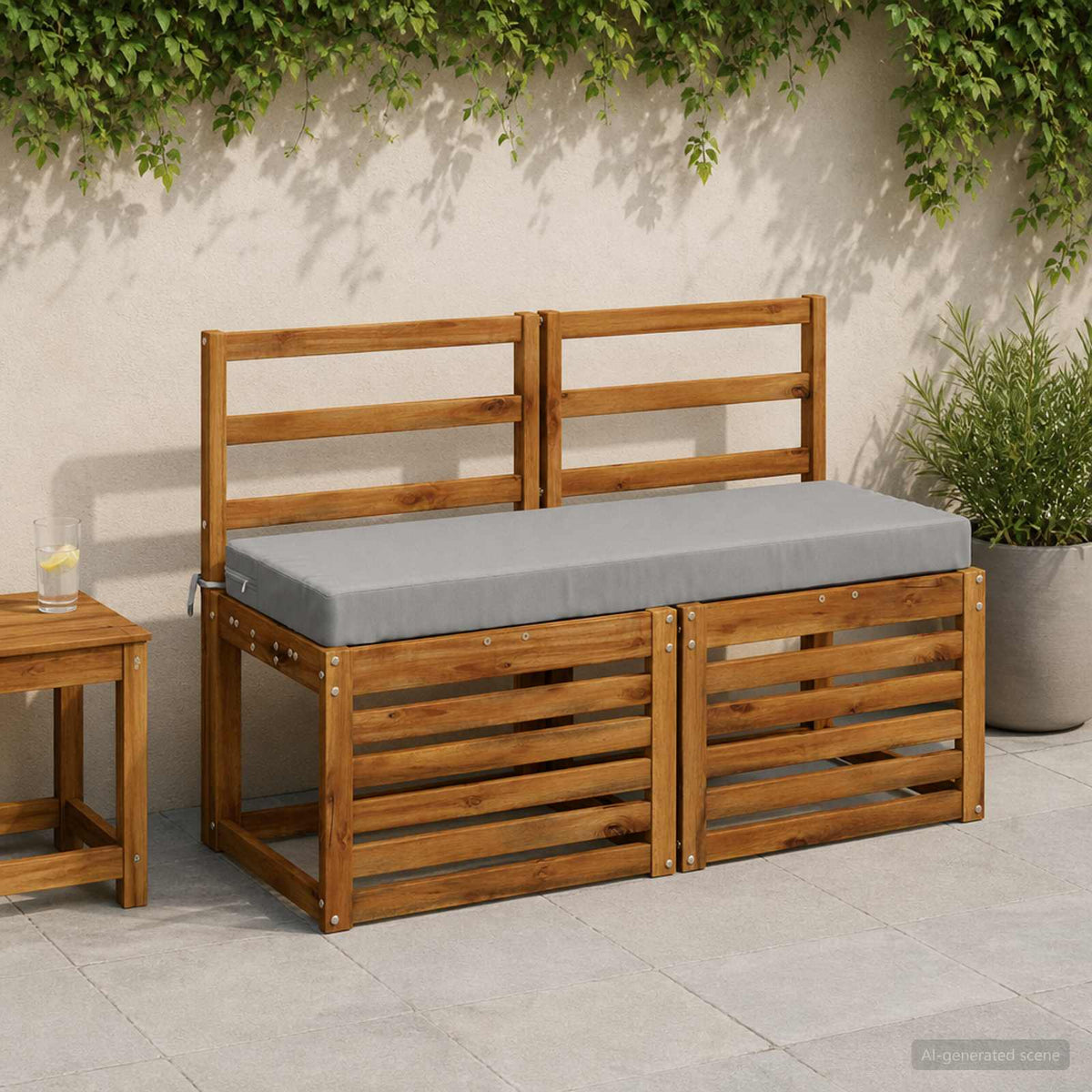Bench Cushion SOEST 100% Polyester Grey 110 x 40 x 8 cm