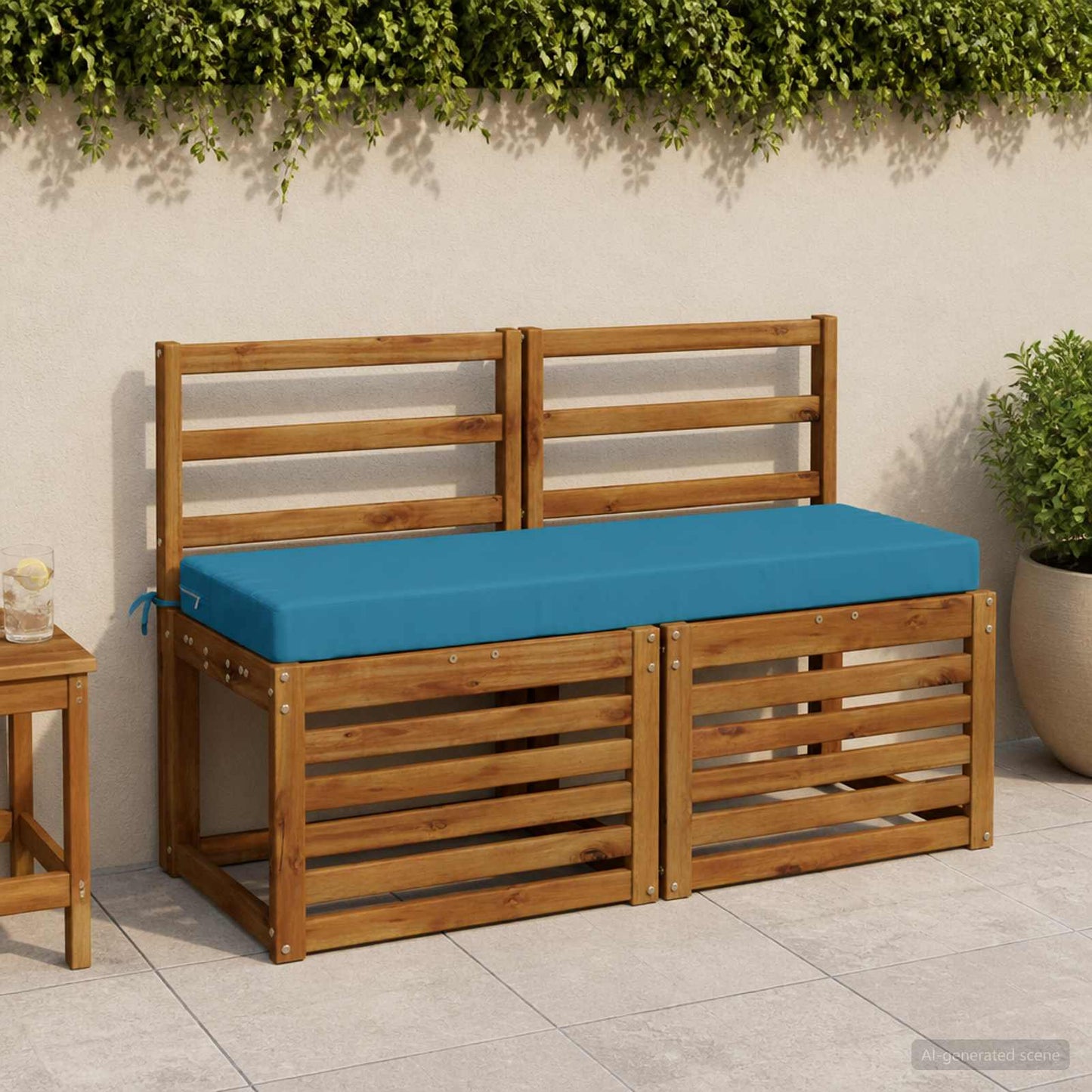 Bench Cushion SOEST 100% Polyester Light Blue 100 x 40 x 8 cm