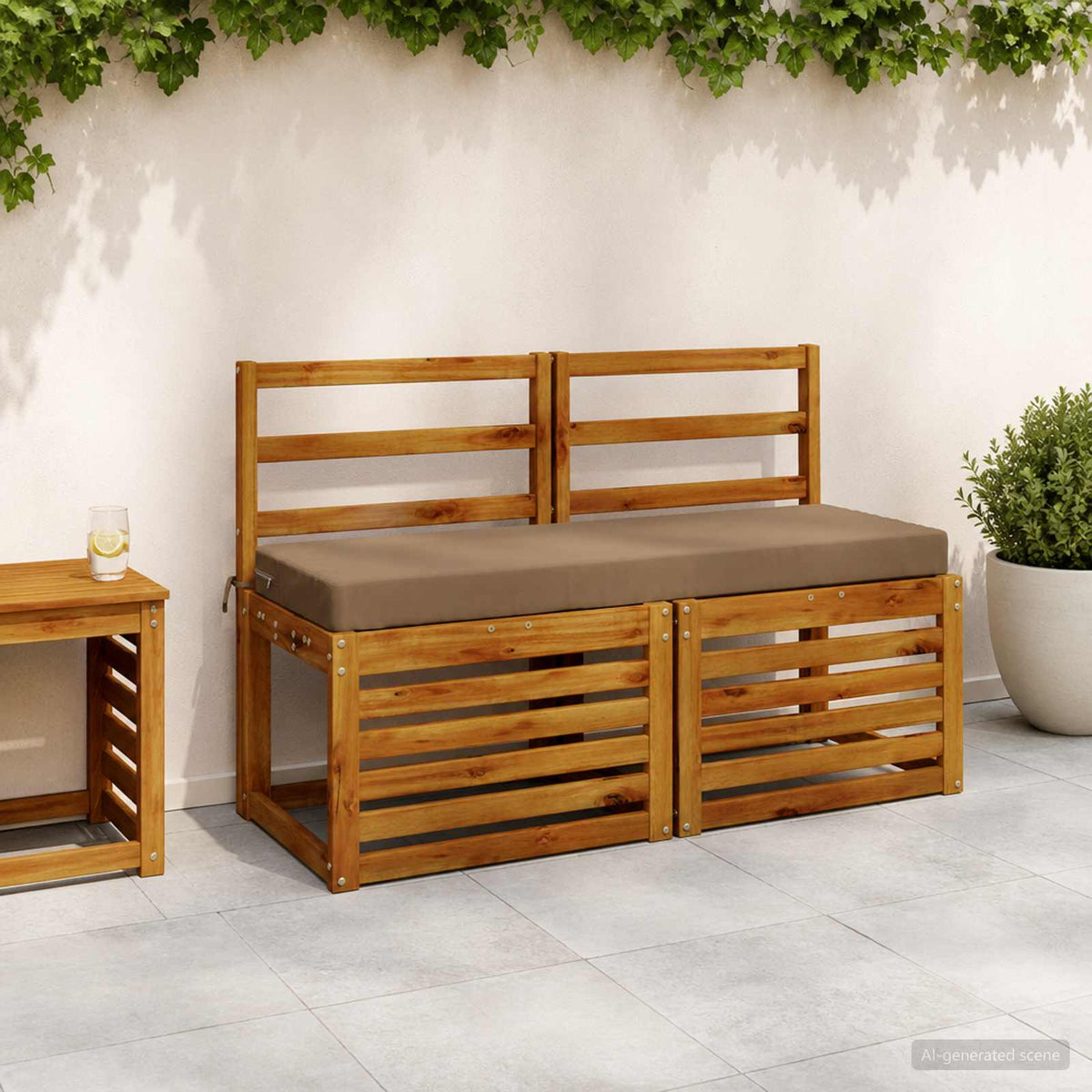 Bench Cushion SOEST 100% Polyester Taupe 100 x 40 x 8 cm