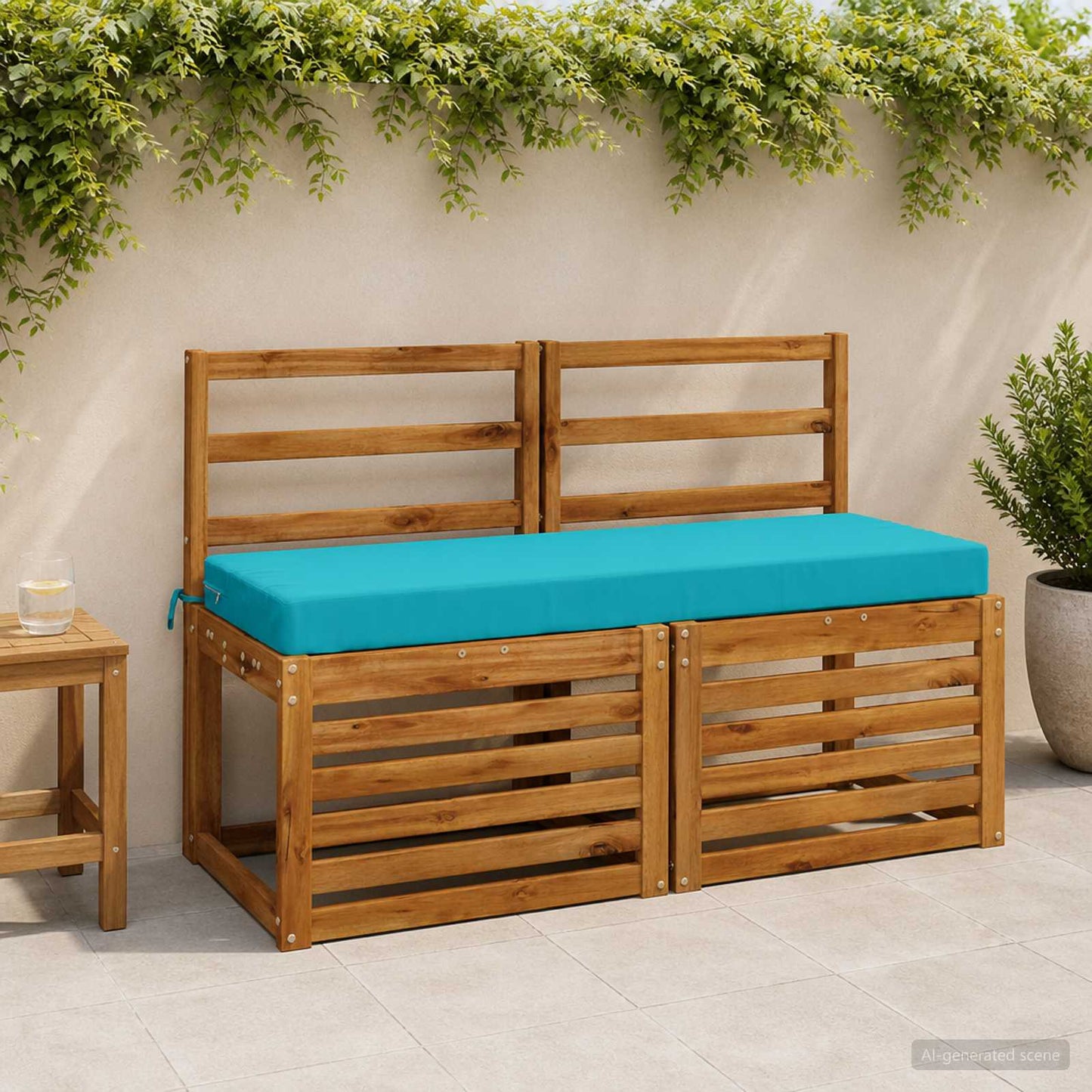 Bench Cushion SOEST 100% Polyester Turquoise 100 x 40 x 8 cm