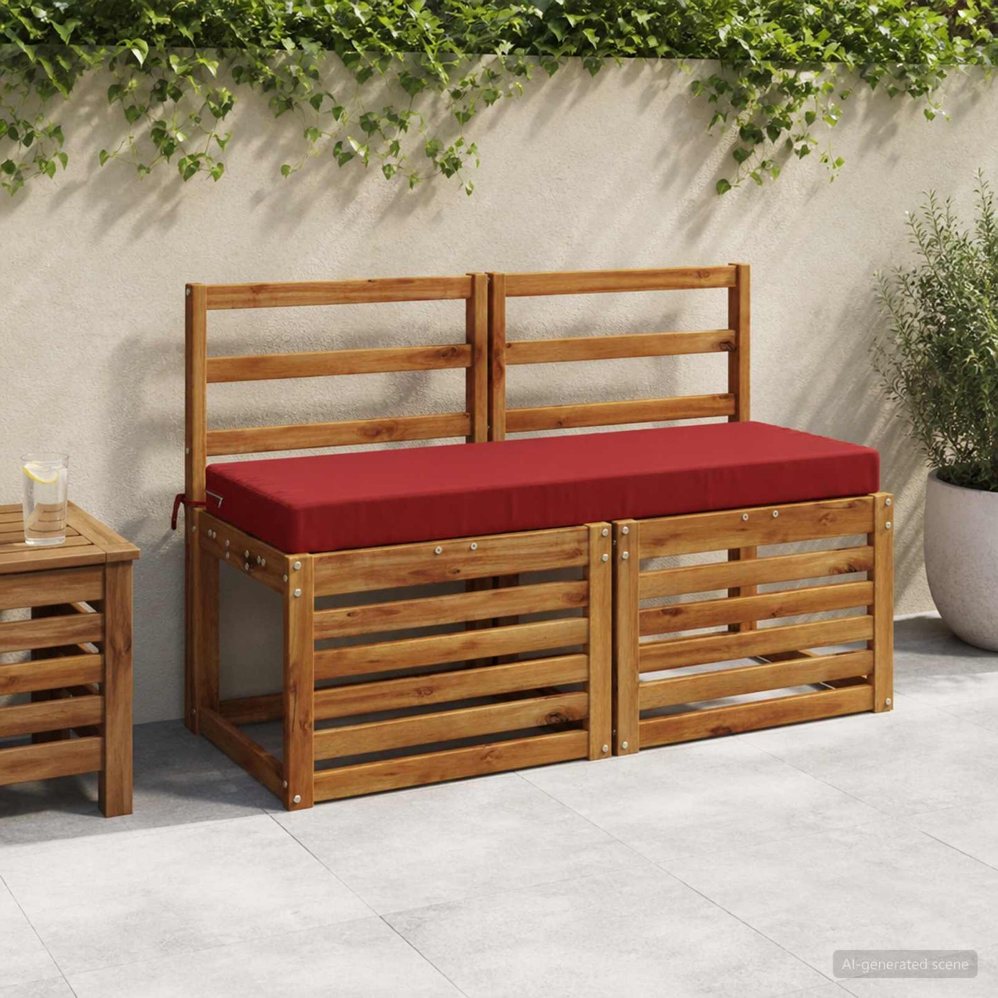 Bench Cushion SOEST 100% Polyester Wine Red 110 x 40 x 8 cm