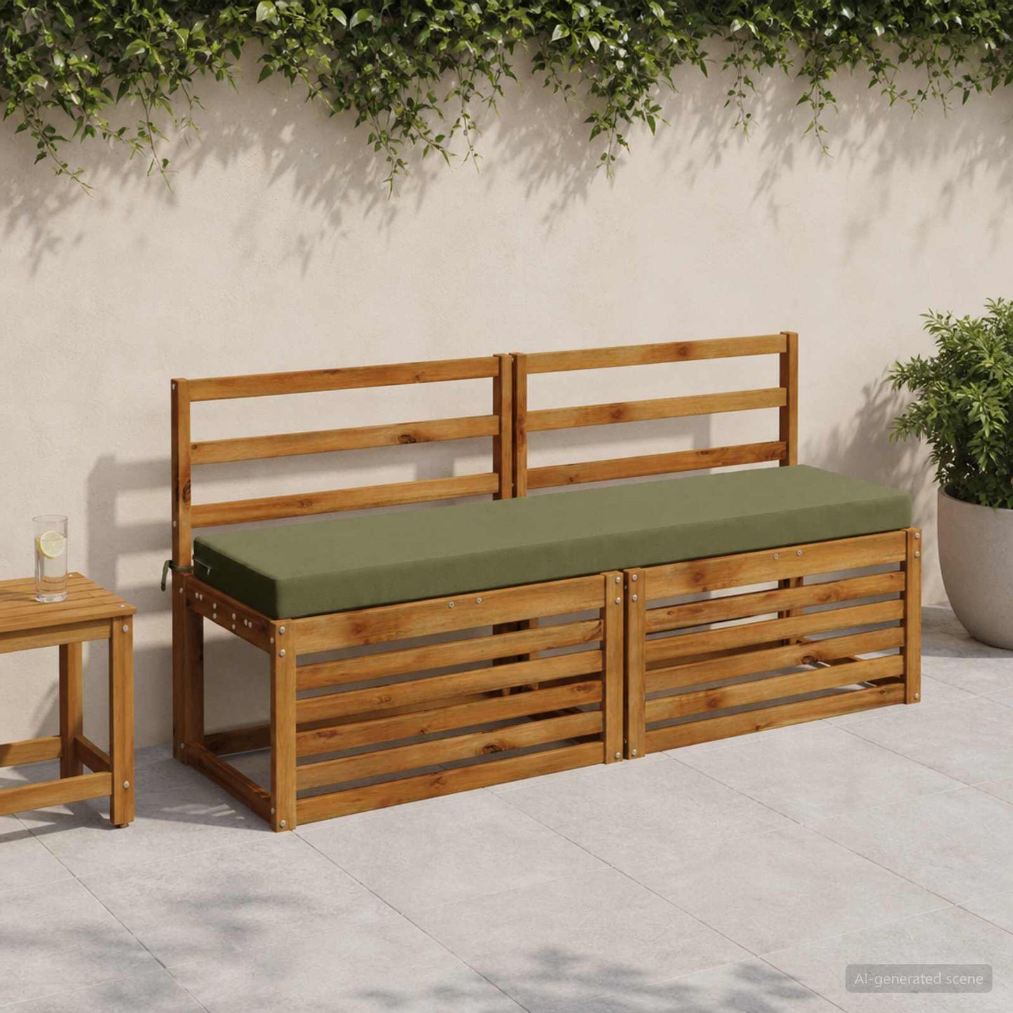 Bench Cushion SOEST 100% Polyester Olive Green 140 x 40 x 8 cm