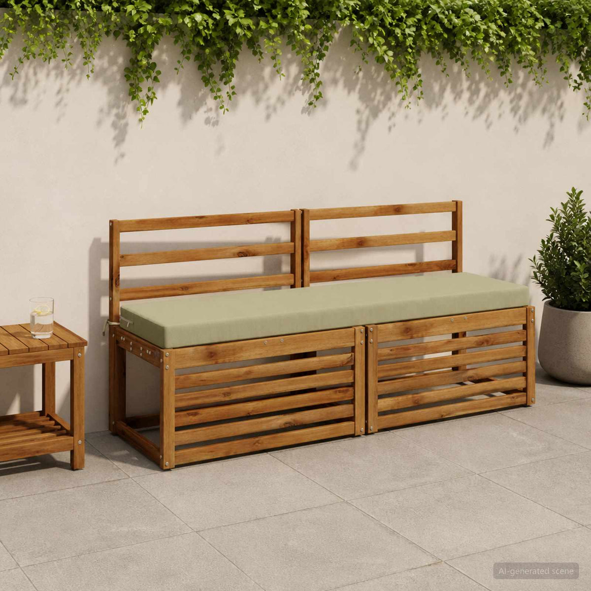 2-Piece Bench Cushions SOEST 2 pcs 100% Polyester Light Green