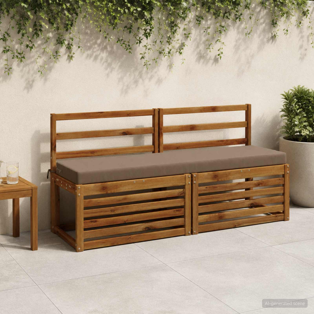 Bench Cushion SOEST 100% Polyester Taupe 140 x 40 x 8 cm