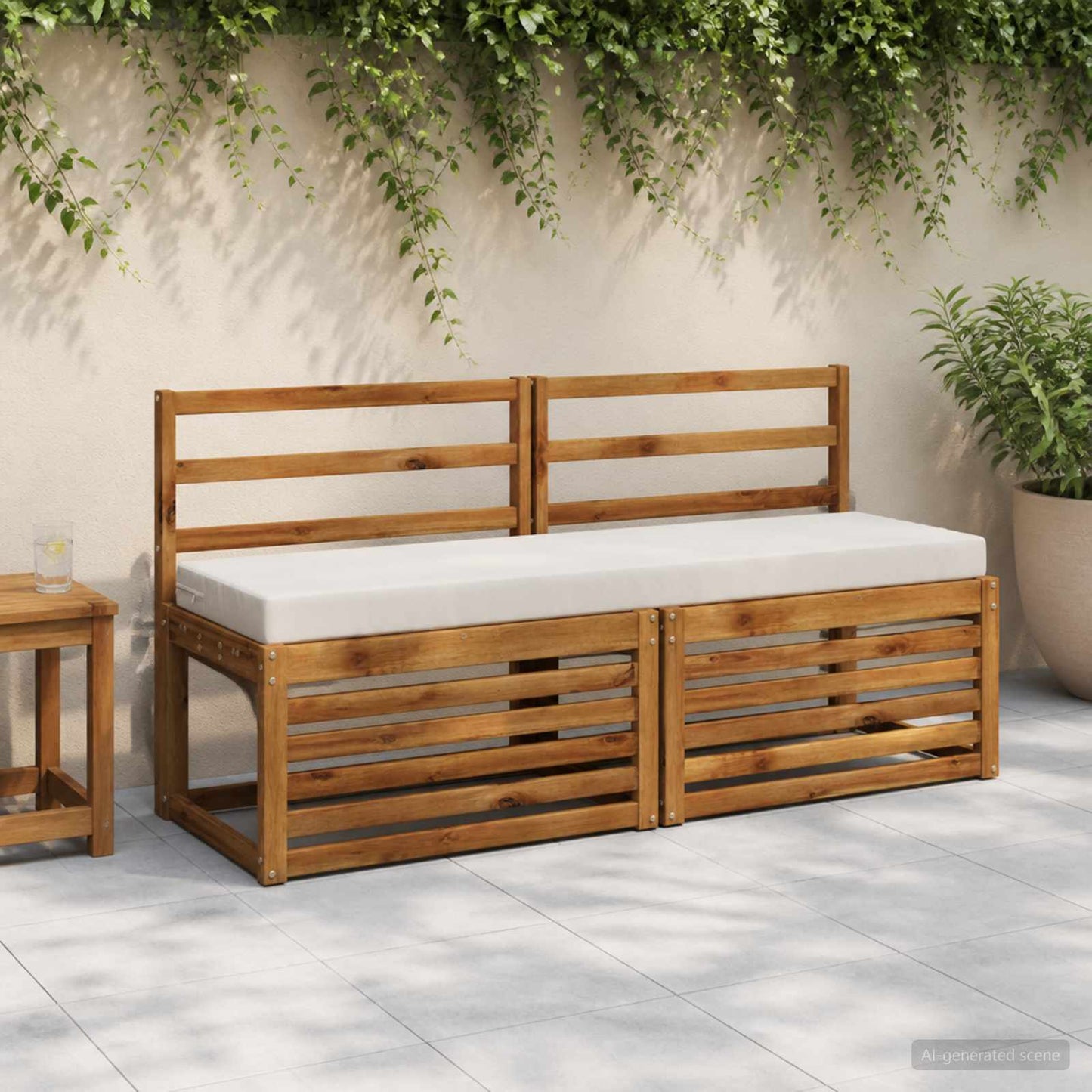 Bench Cushion SOEST 100% Polyester White 160 x 40 x 8 cm