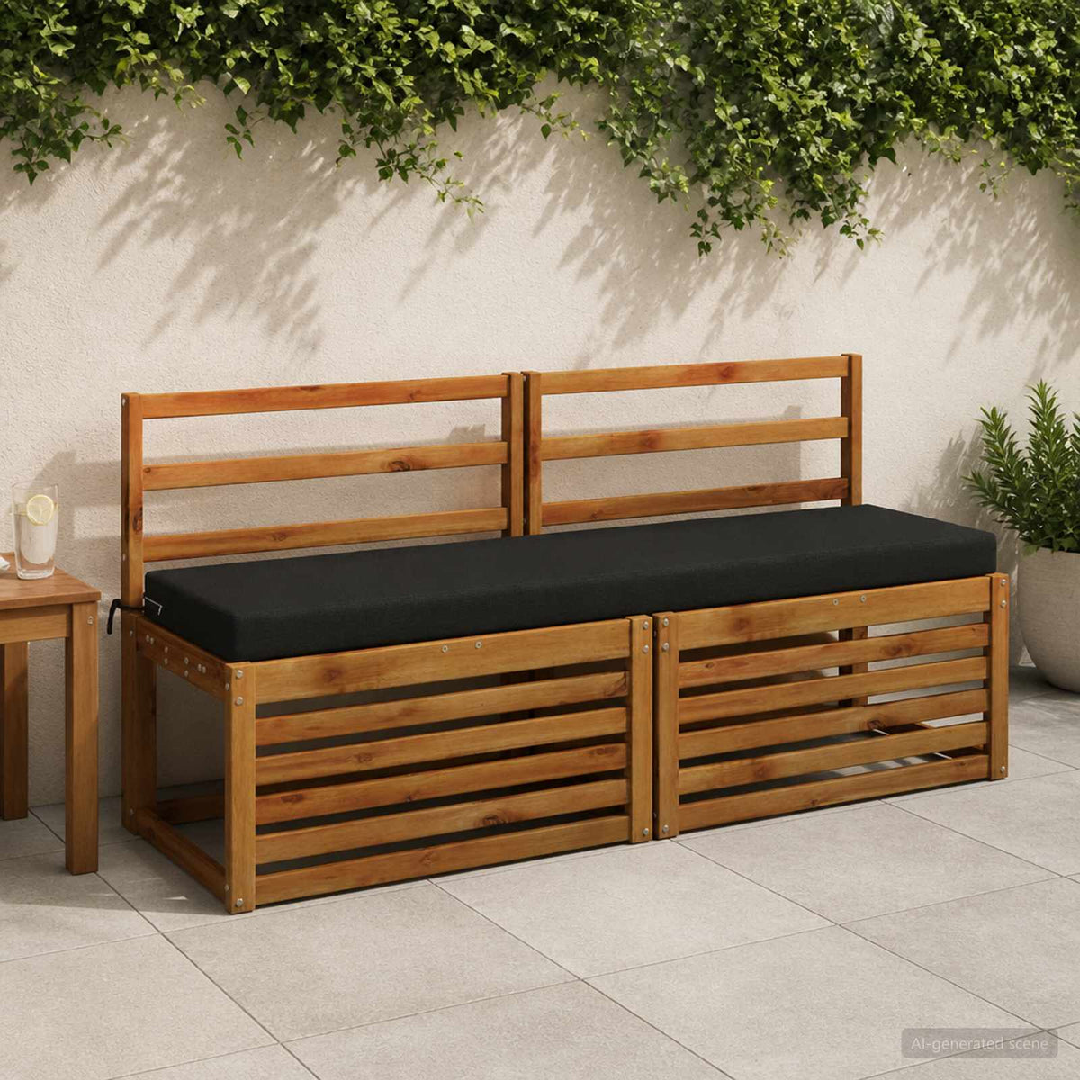 Bench Cushions SOEST 2 pcs 100% Polyester Black 140 x 40 x 8 cm