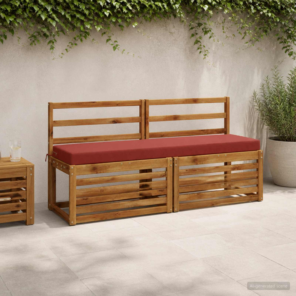 Bench Cushion SOEST 100% Polyester Red 150 x 40 x 8 cm