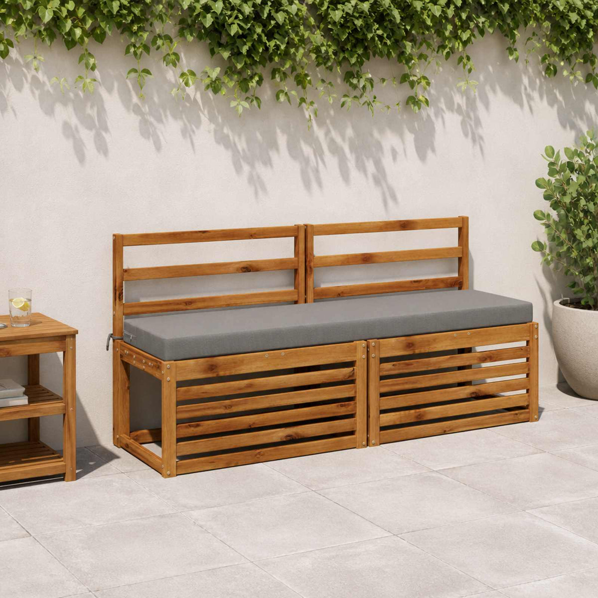 Bench Cushions SOEST 2 pcs 100% Polyester Grey 160 x 40 x 8 cm