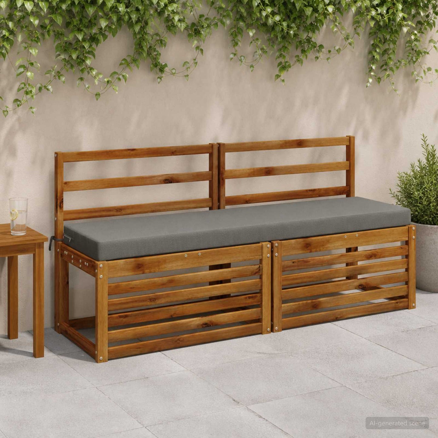 Bench Cushion SOEST 100% Polyester Grey 160 x 40 x 8 cm