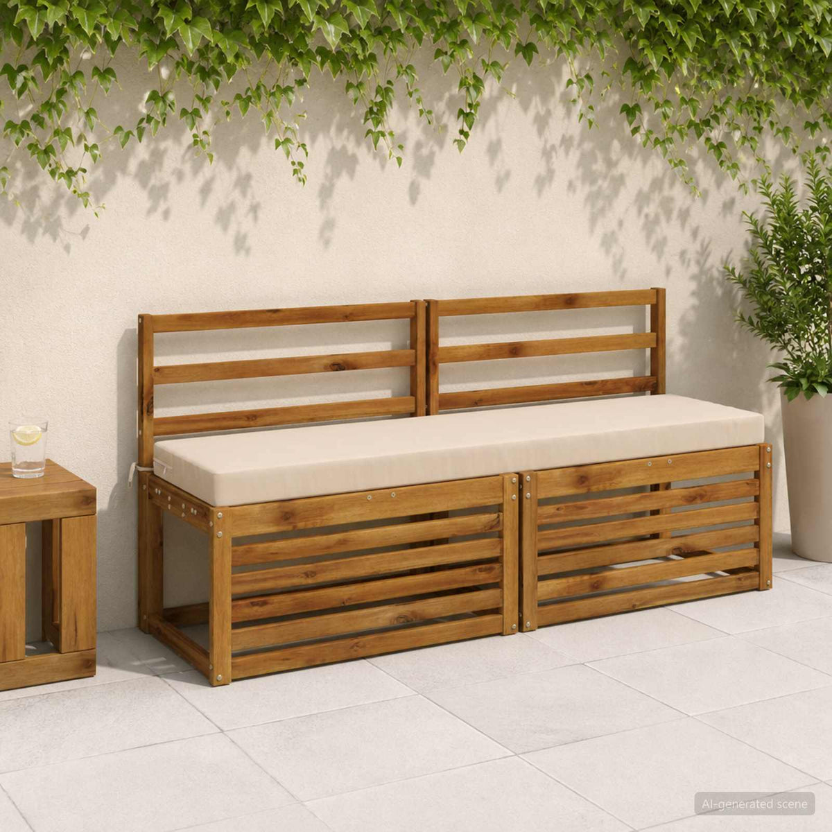 Bench Cushion SOEST 100% Polyester Cream 160 x 40 x 8 cm