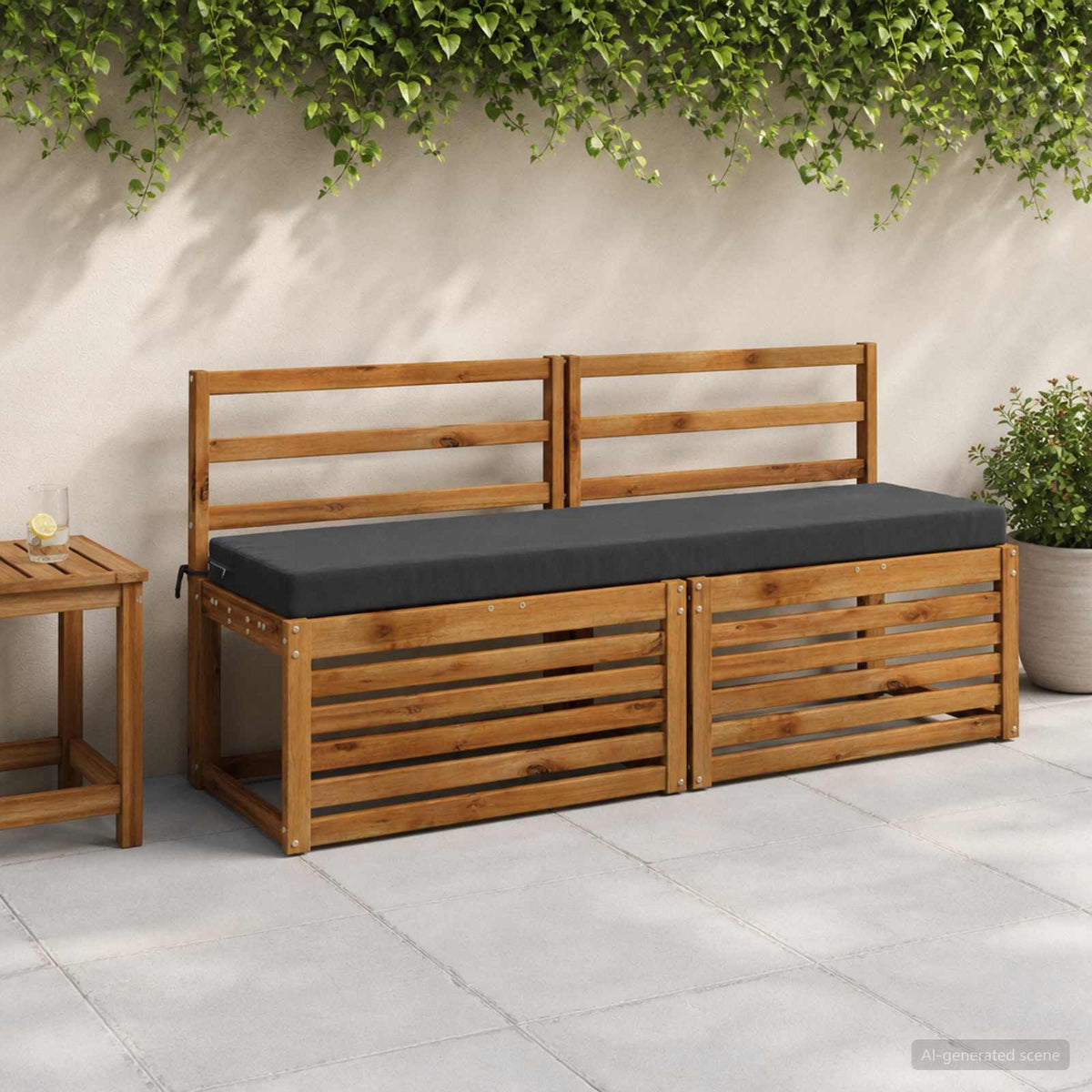Bench Cushion SOEST 100% Polyester Anthracite 160 x 40 x 8 cm