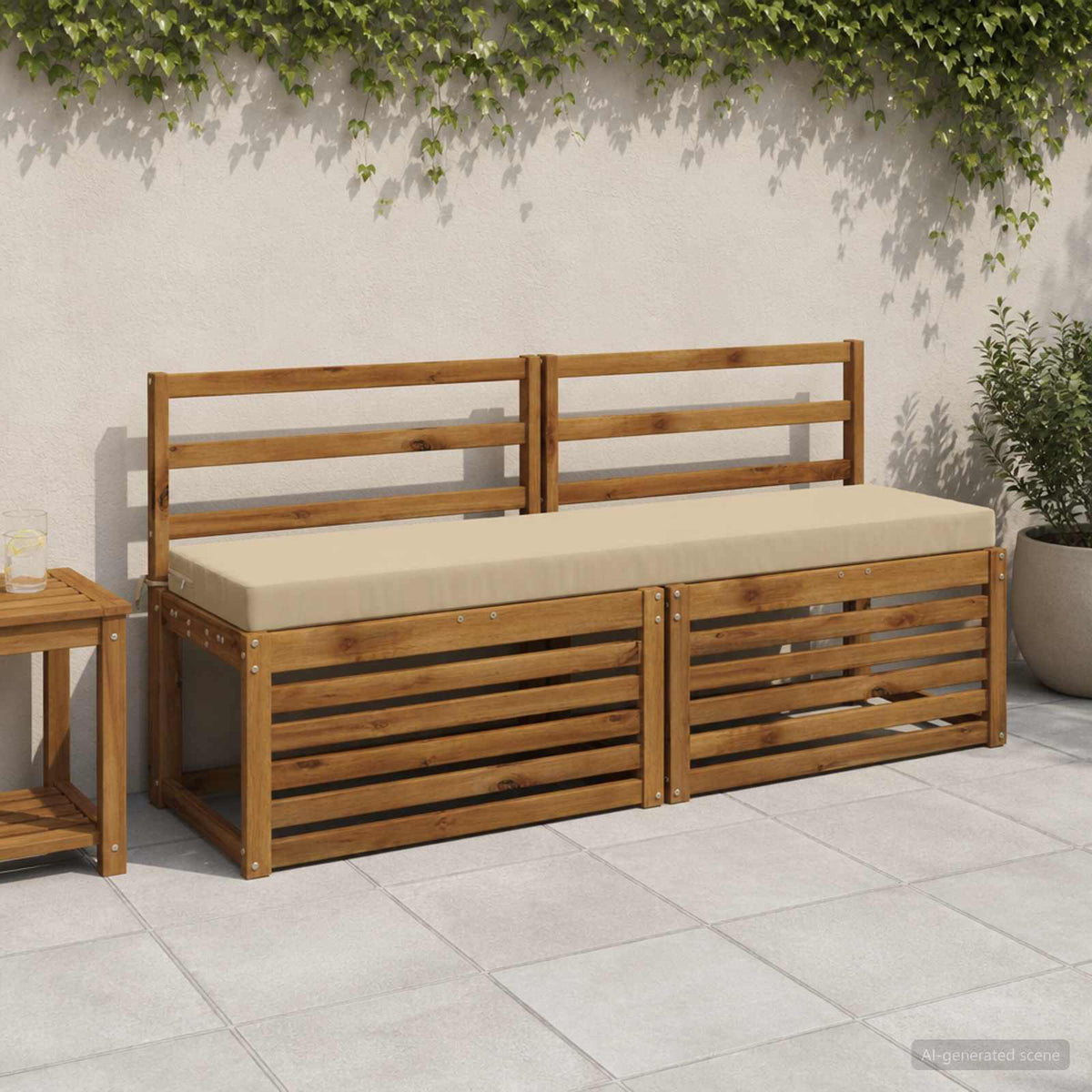 Bench Cushions SOEST 2 pcs 100% Polyester Beige 150 x 40 x 8 cm