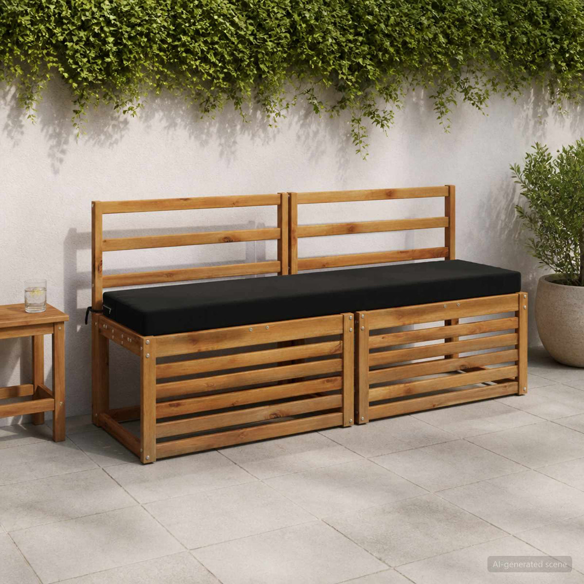 Bench Cushion SOEST 100% Polyester Black 160 x 40 x 8 cm