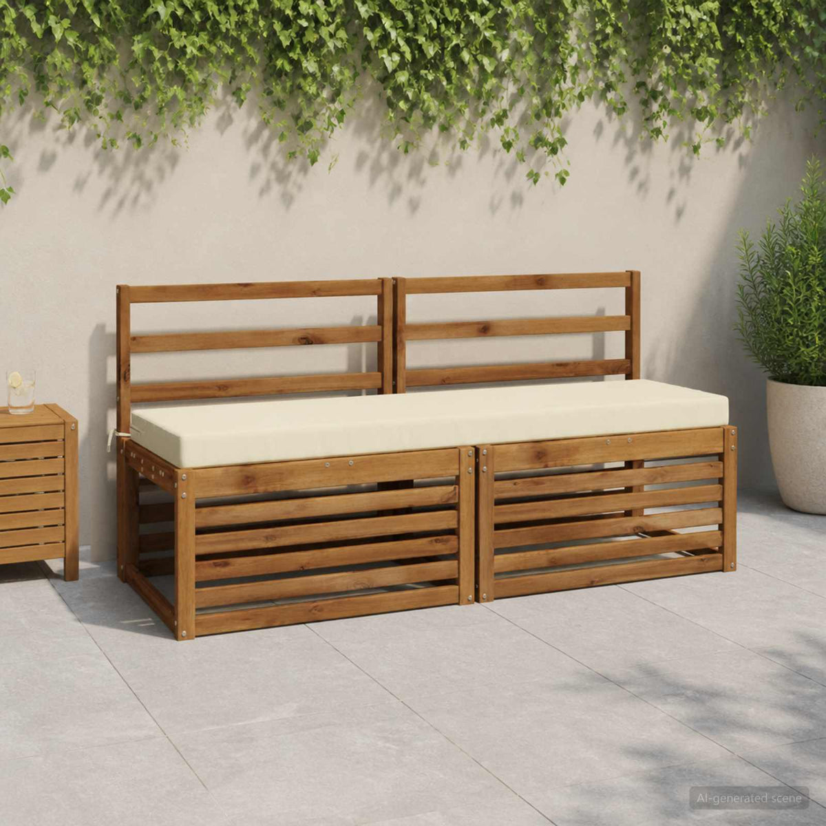 Bench Cushion SOEST 100% Polyester Cream 150 x 40 x 8 cm