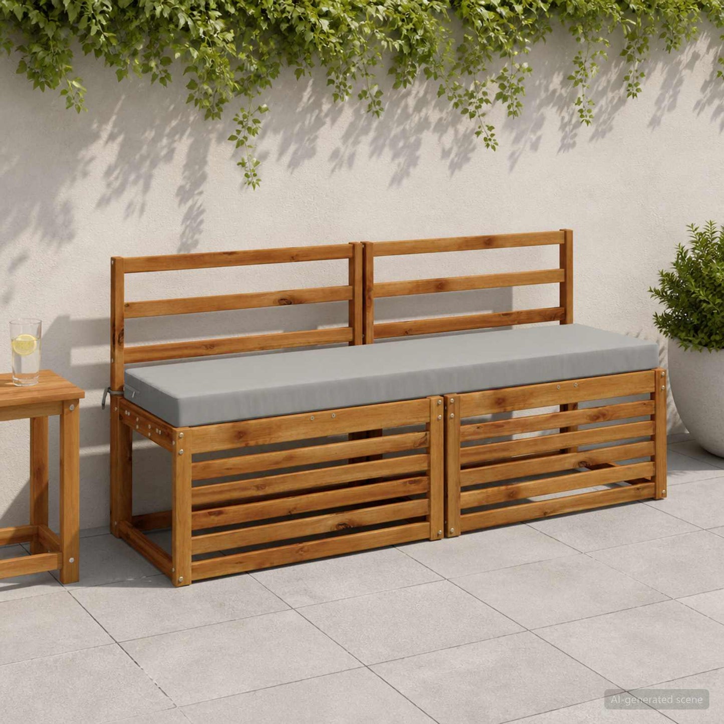 2-Piece Bench Cushions SOEST 2 pcs 100% Polyester Grey