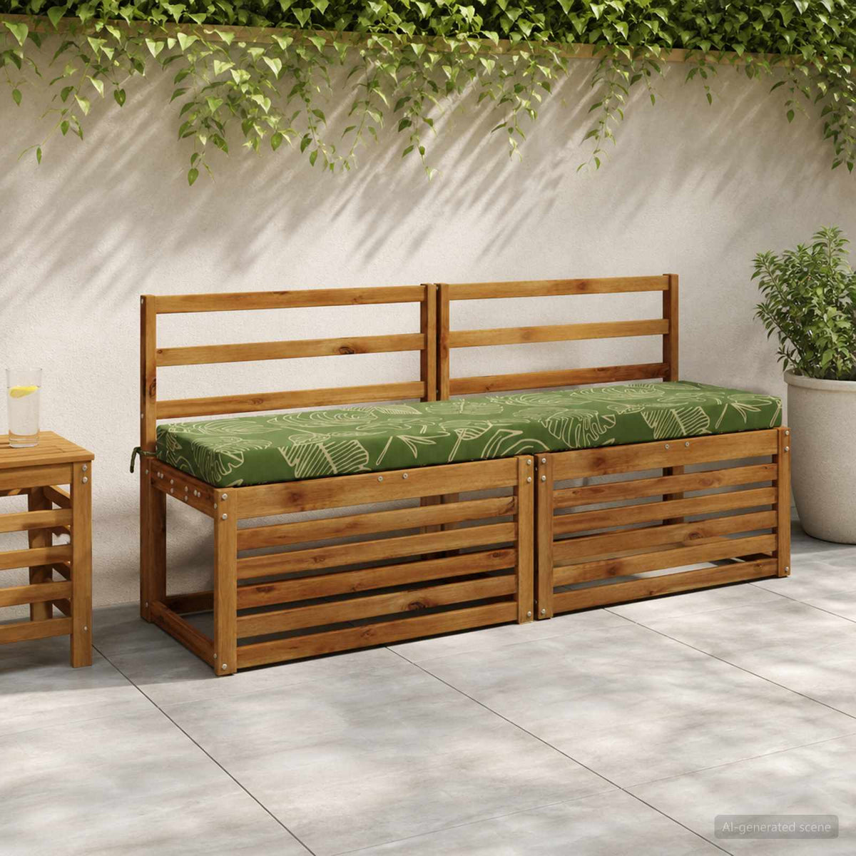 2-Piece Bench Cushions SOEST 2 pcs 100% Polyester Leaf Design