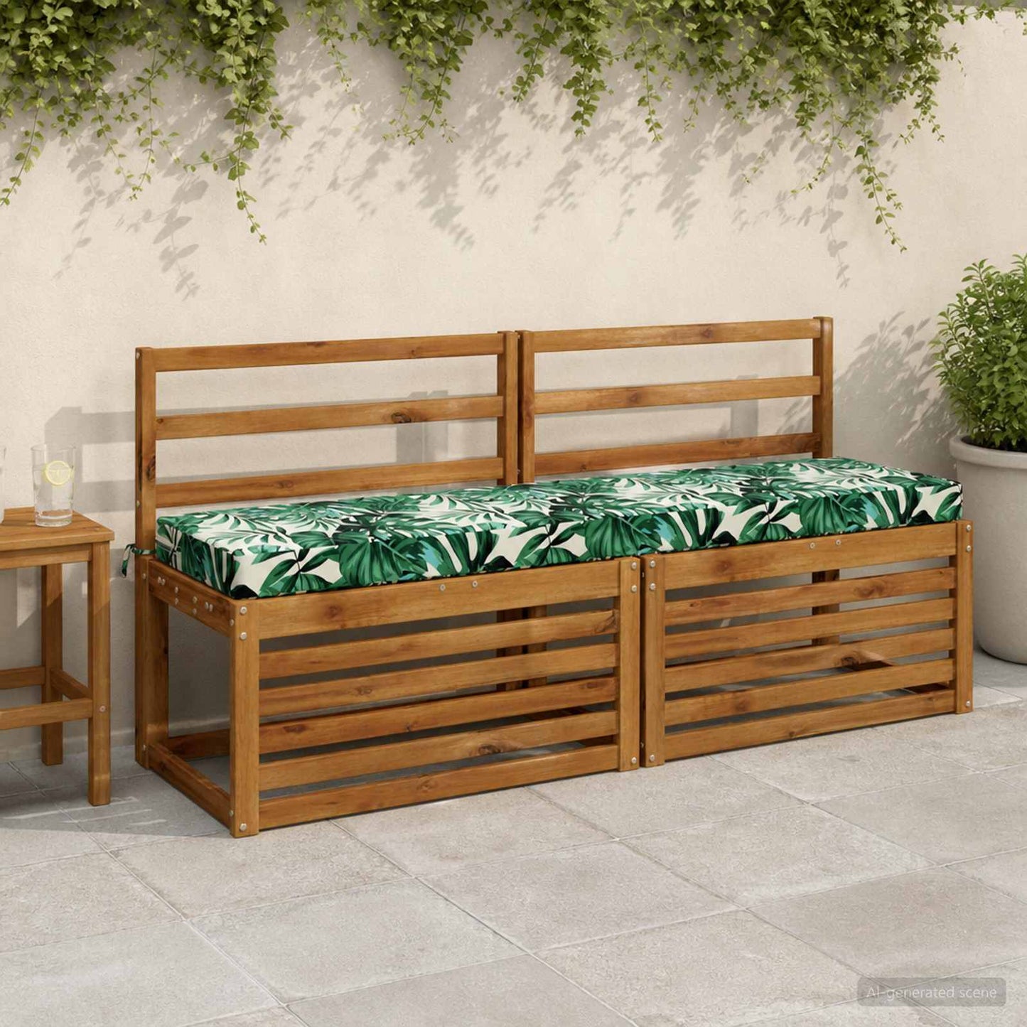 Bench Cushion SOEST 100% Polyester Leaf Pattern 160 x 40 x 8 cm