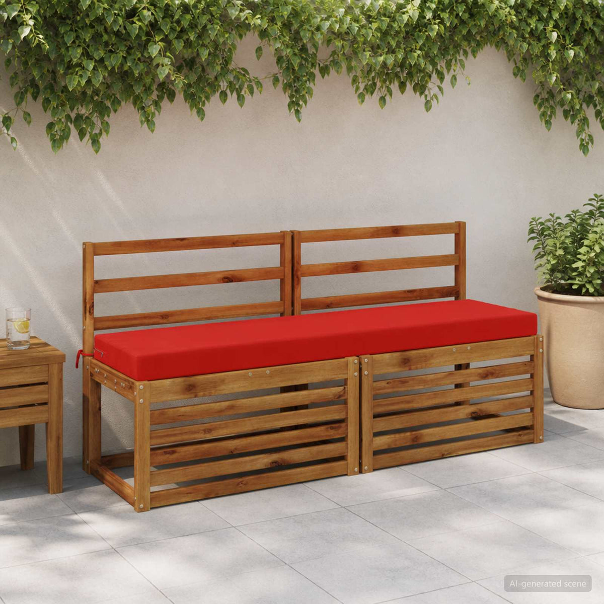 Bench Cushion SOEST 100% Polyester Red 140 x 40 x 8 cm