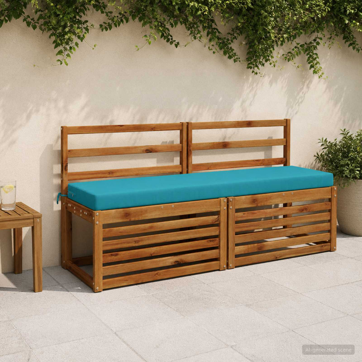 Bench Cushions SOEST 2 pcs 100% Polyester Turquoise
