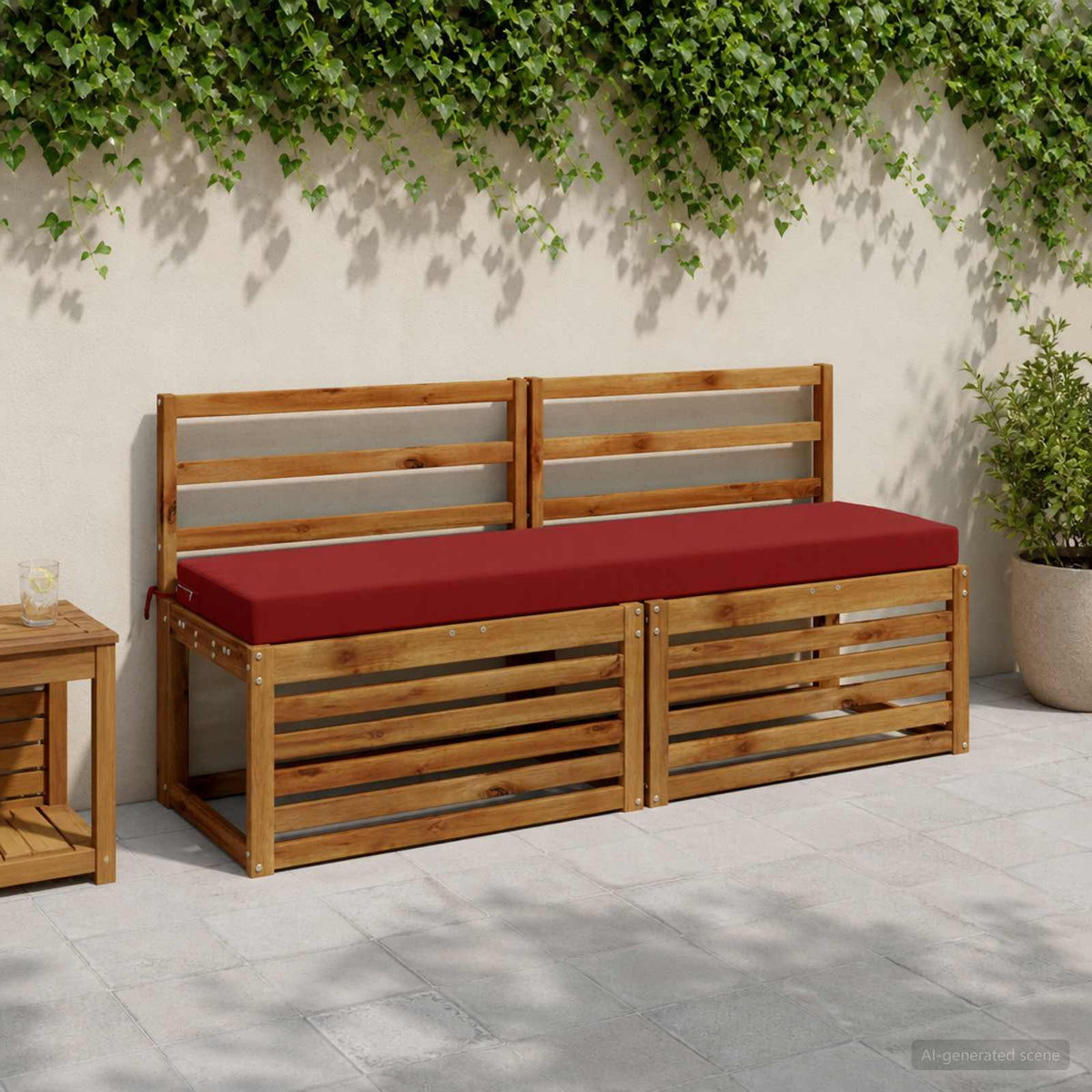 Bench Cushion SOEST 100% Polyester Wine Red 150 x 40 x 8 cm