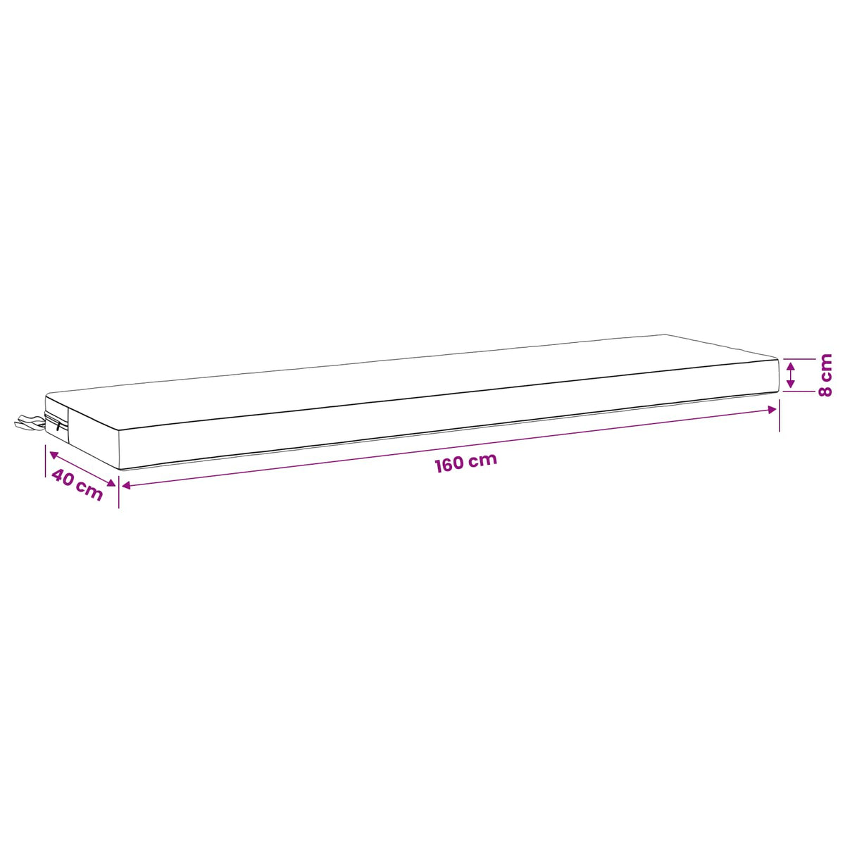 Bench Cushion SOEST 100% Polyester Pink 160 x 40 x 8 cm