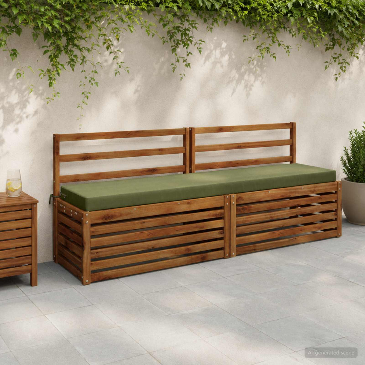 Bench Cushion SOEST 100% Polyester Olive Green 170 x 40 x 8 cm