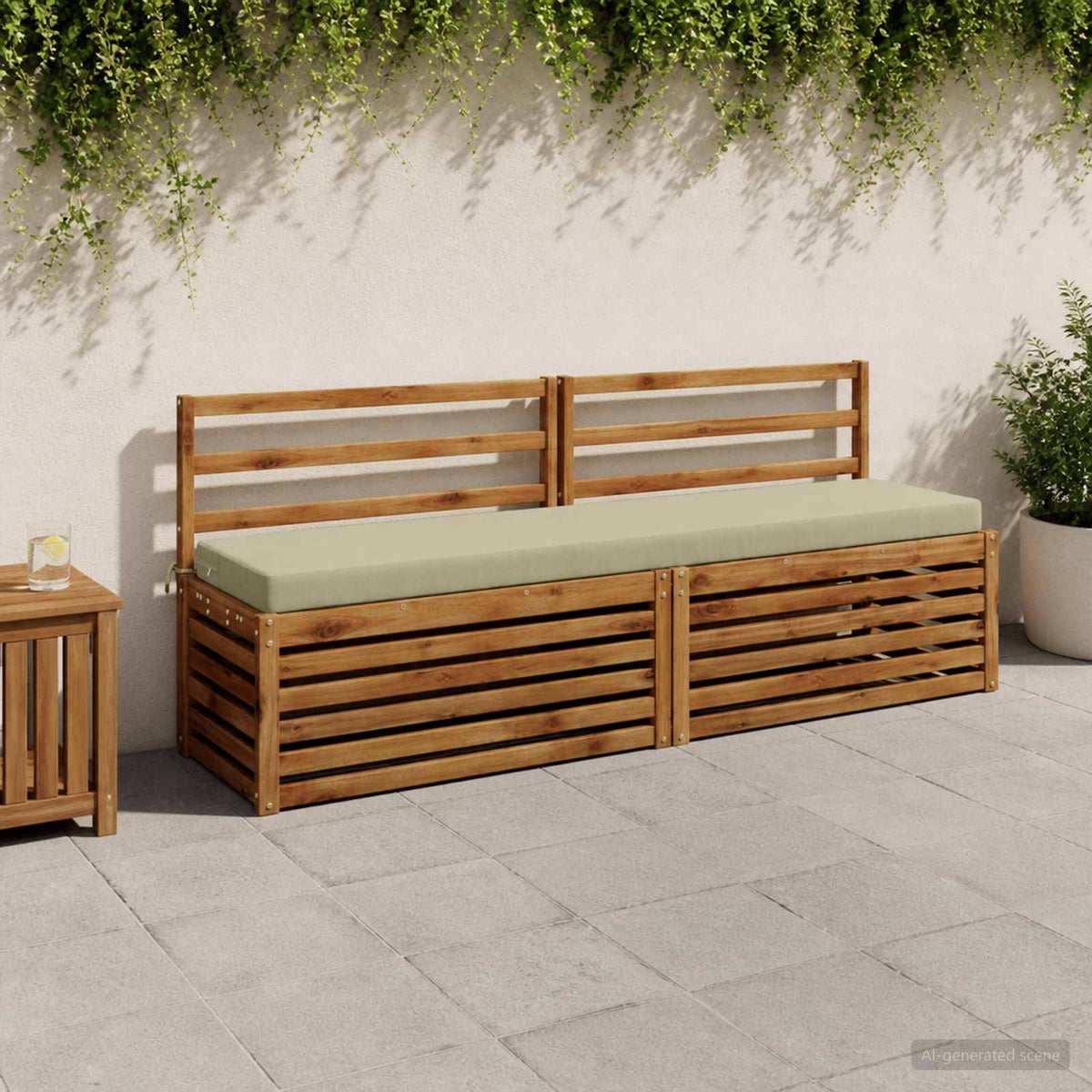 Bench Cushion SOEST 100% Polyester Light Green 170 x 40 x 8 cm