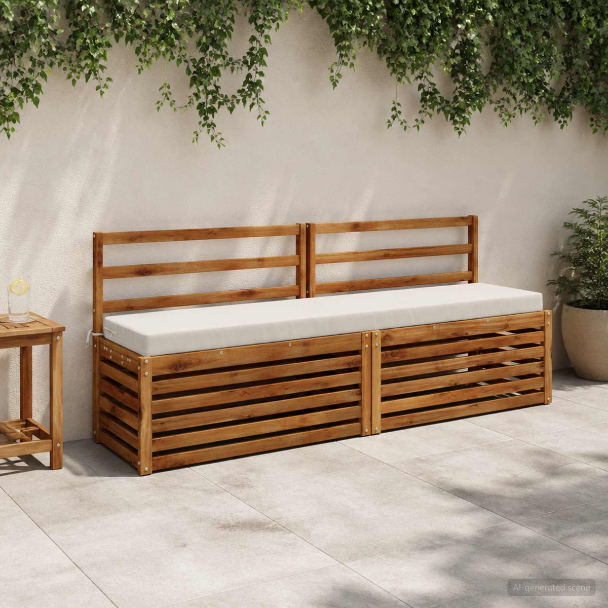 Bench Cushion SOEST 100% Polyester White 180 x 40 x 8 cm