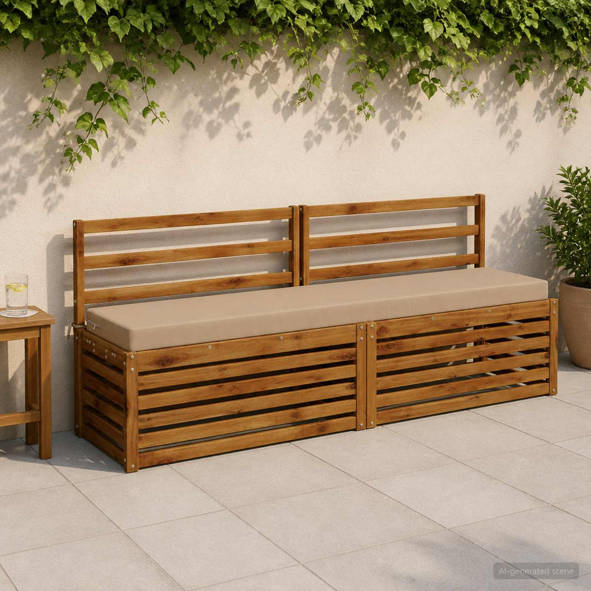 Bench Cushion SOEST 100% Polyester Sand 170 x 40 x 8 cm