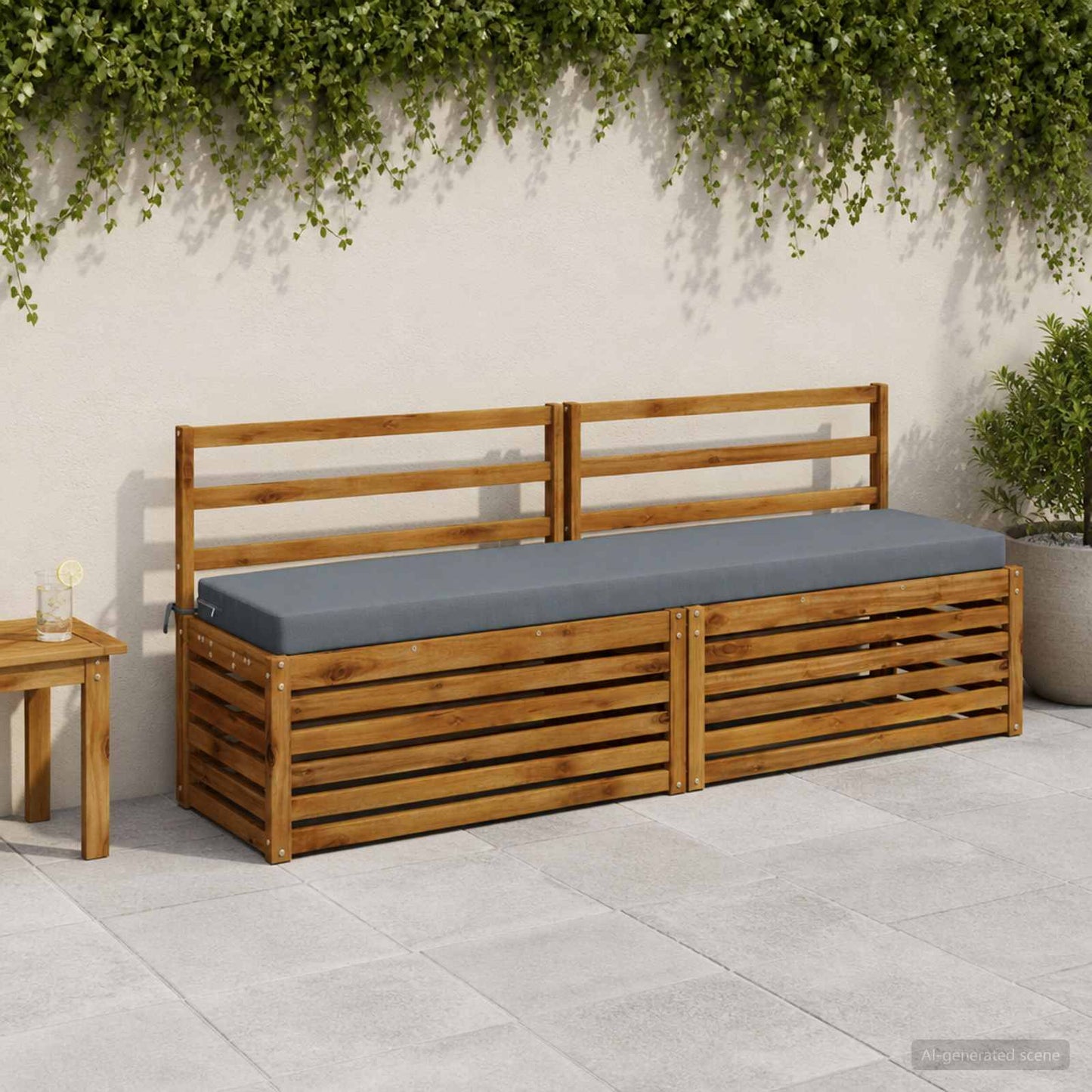 Bench Cushion SOEST 100% Polyester Blue 170 x 40 x 8 cm